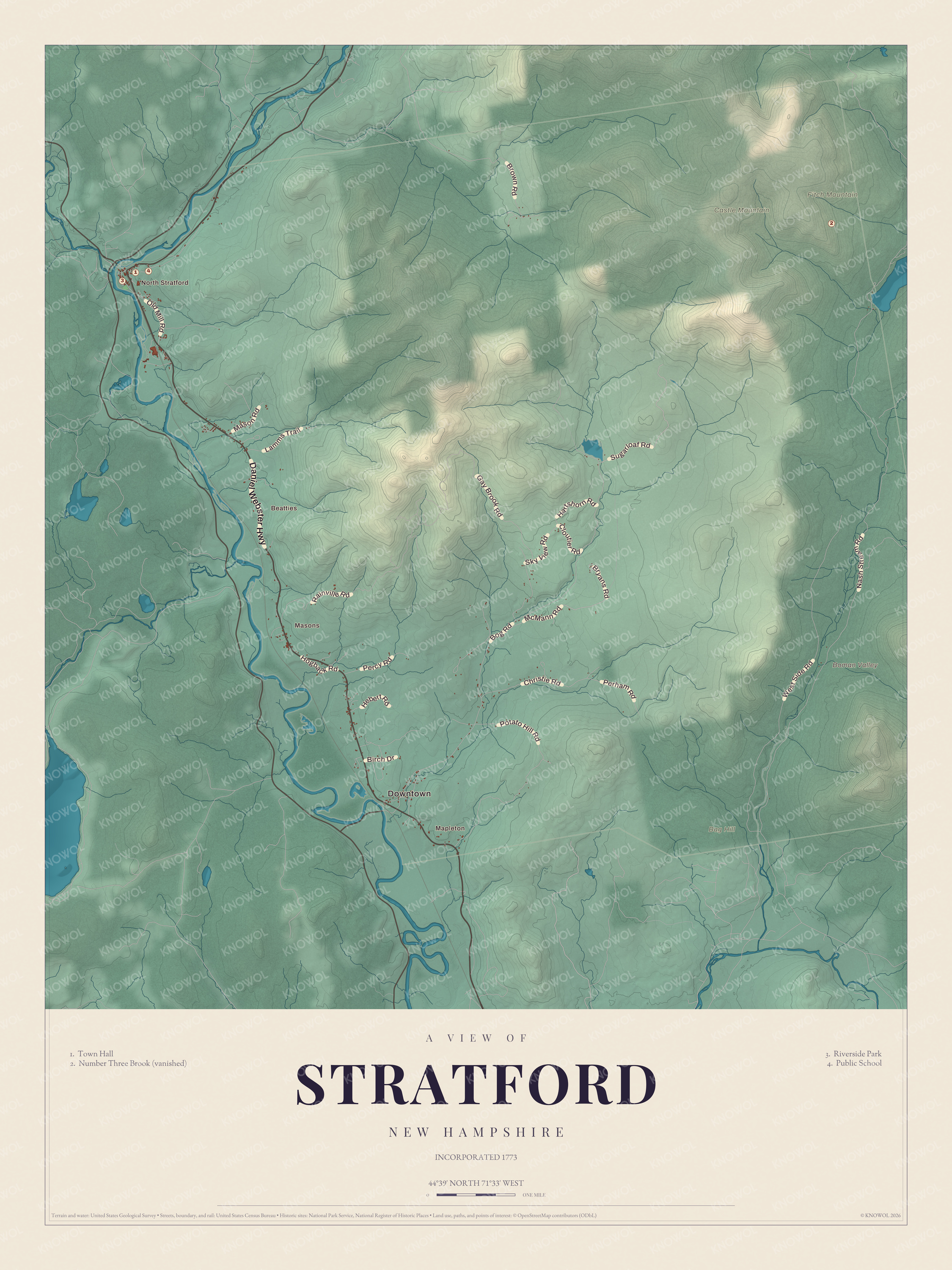 Map of Stratford, New Hampshire