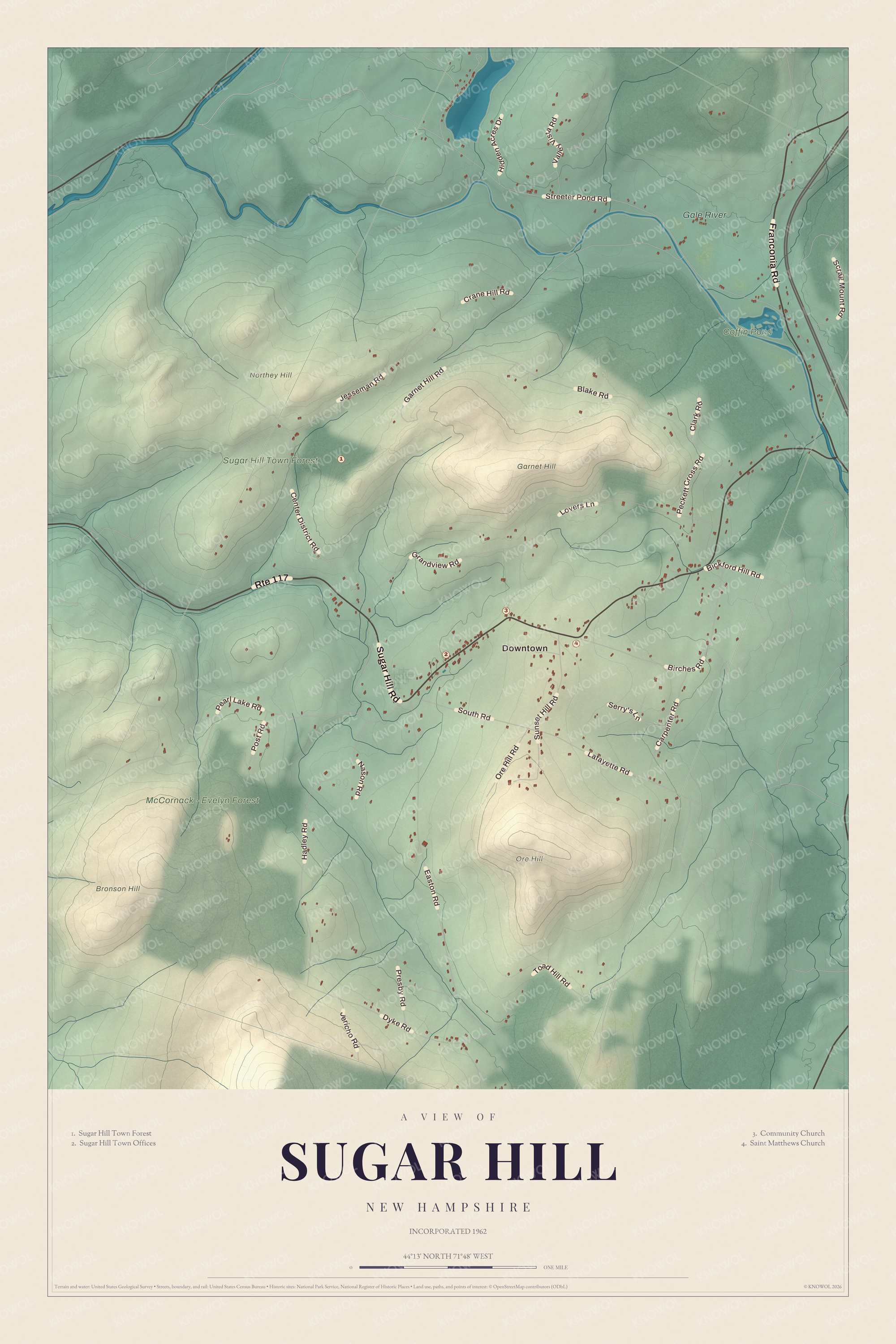 Map of Sugar Hill, New Hampshire