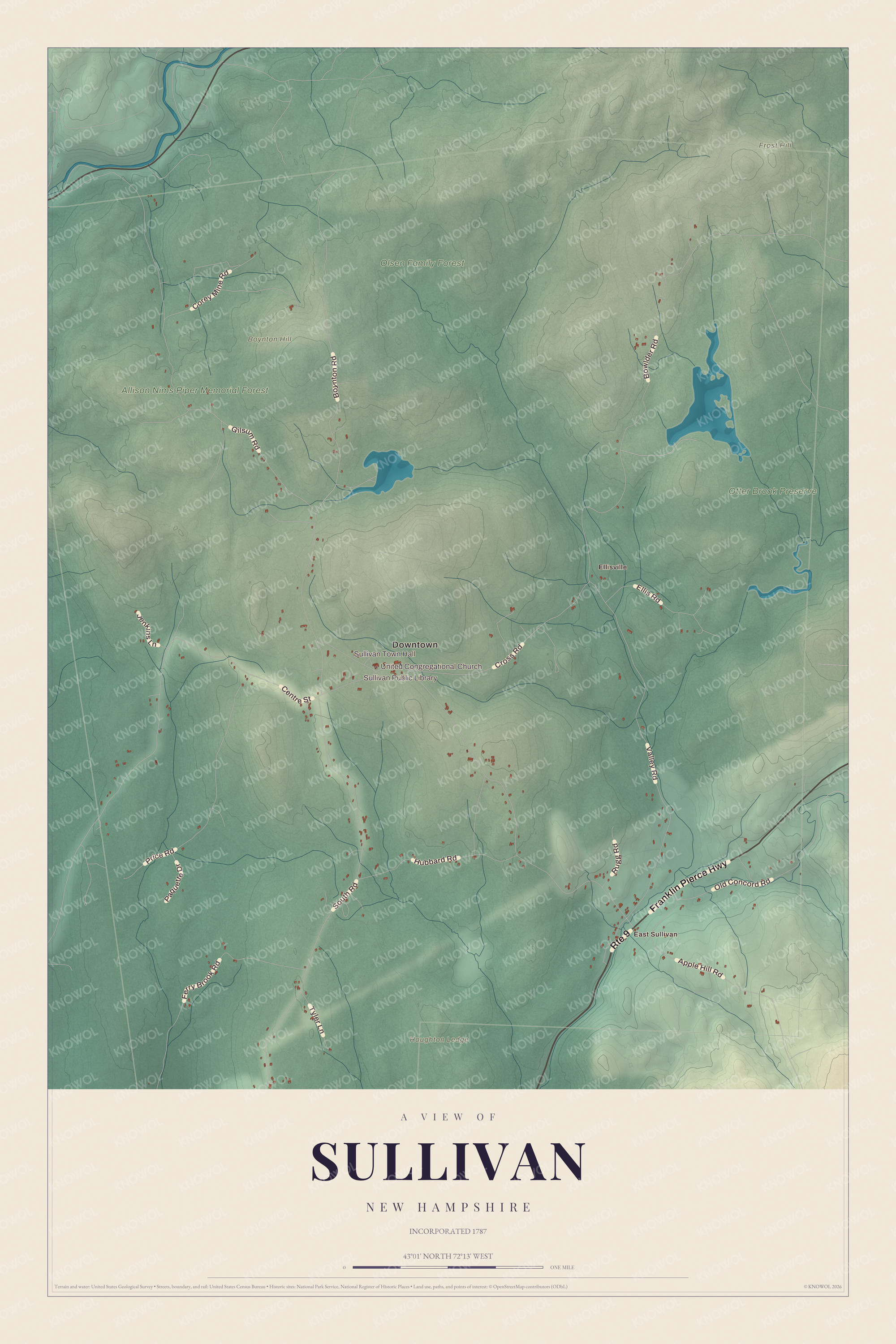 Map of Sullivan, New Hampshire