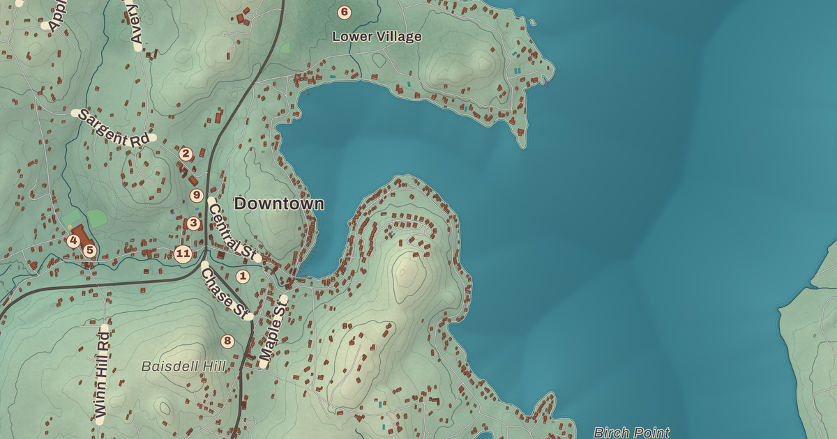 Beautifully Detailed Map of Sunapee, New Hampshire