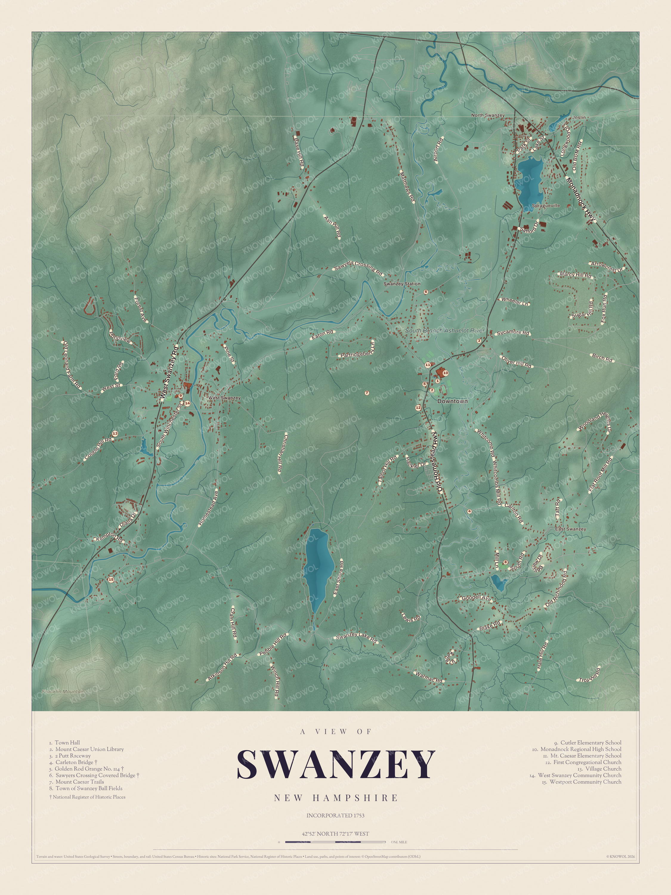 Map of Swanzey, New Hampshire