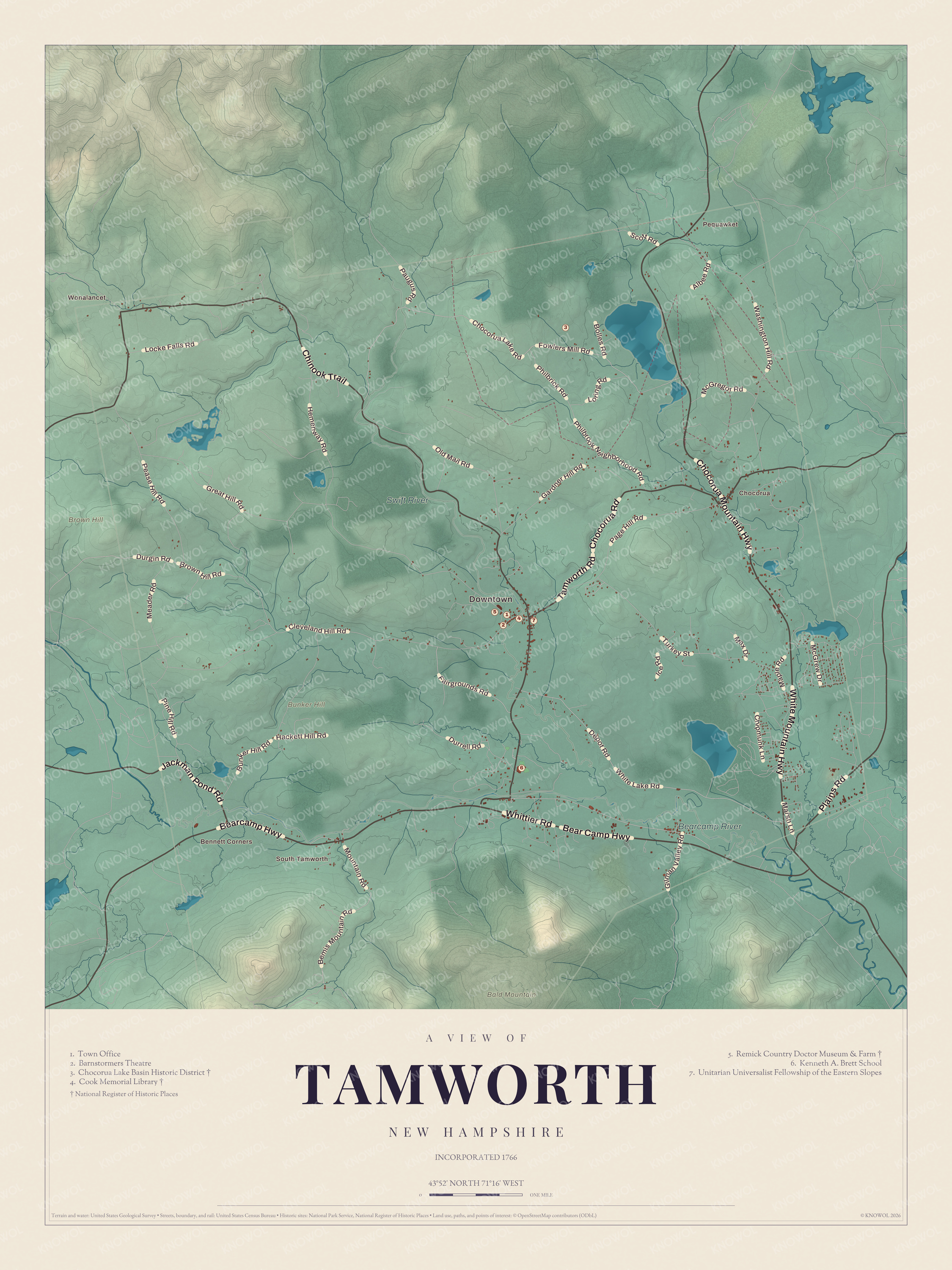 Map of Tamworth, New Hampshire
