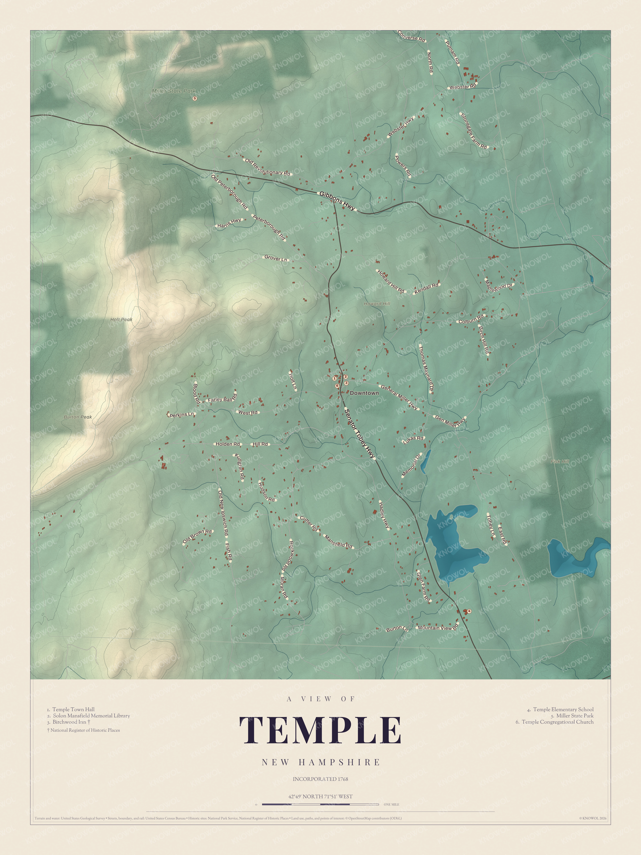 Map of Temple, New Hampshire
