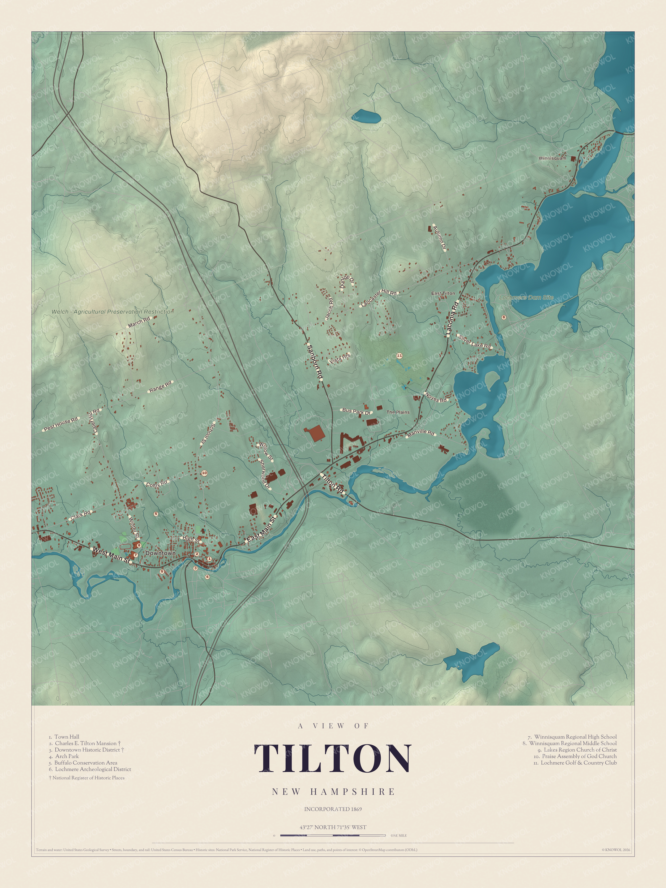 Map of Tilton, New Hampshire