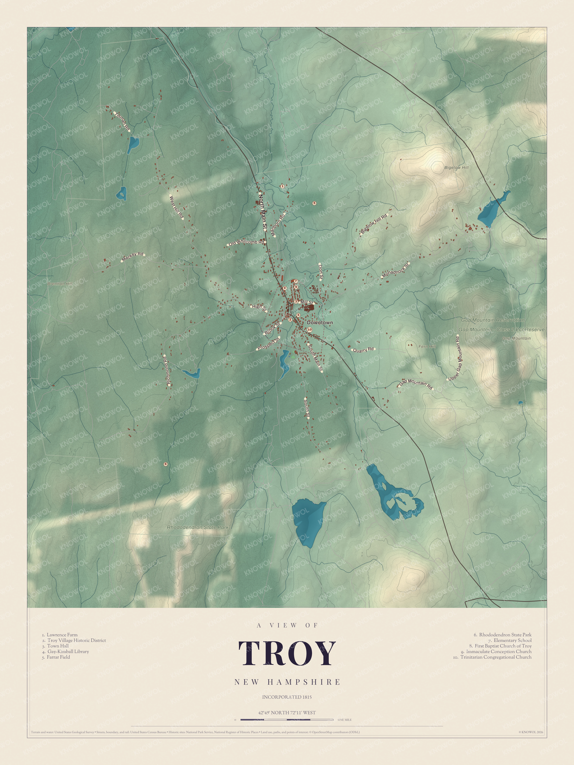 Map of Troy, New Hampshire
