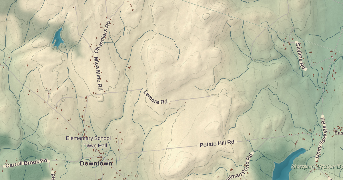 Beautifully Detailed Map of Unity, New Hampshire