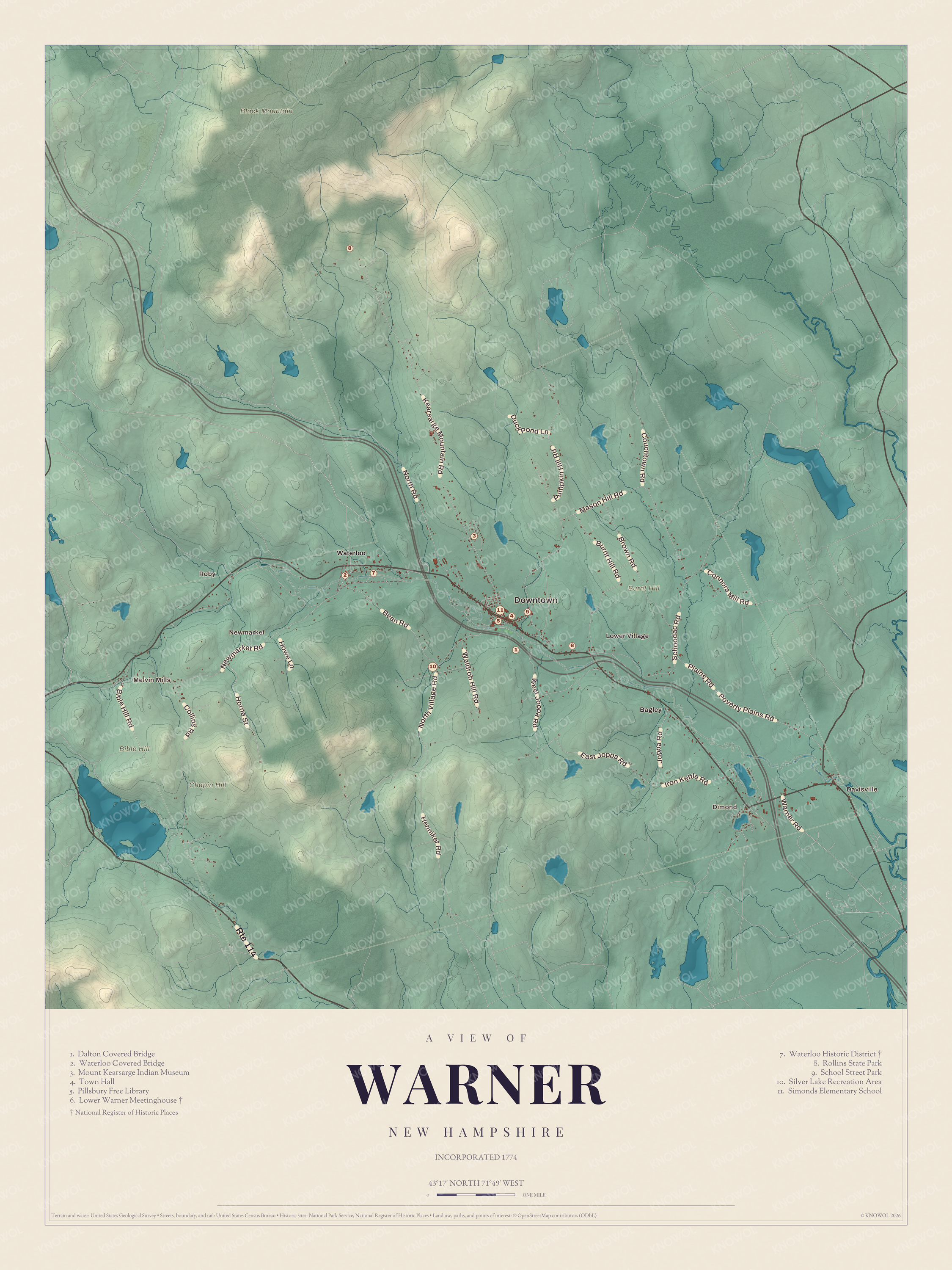Map of Warner, New Hampshire
