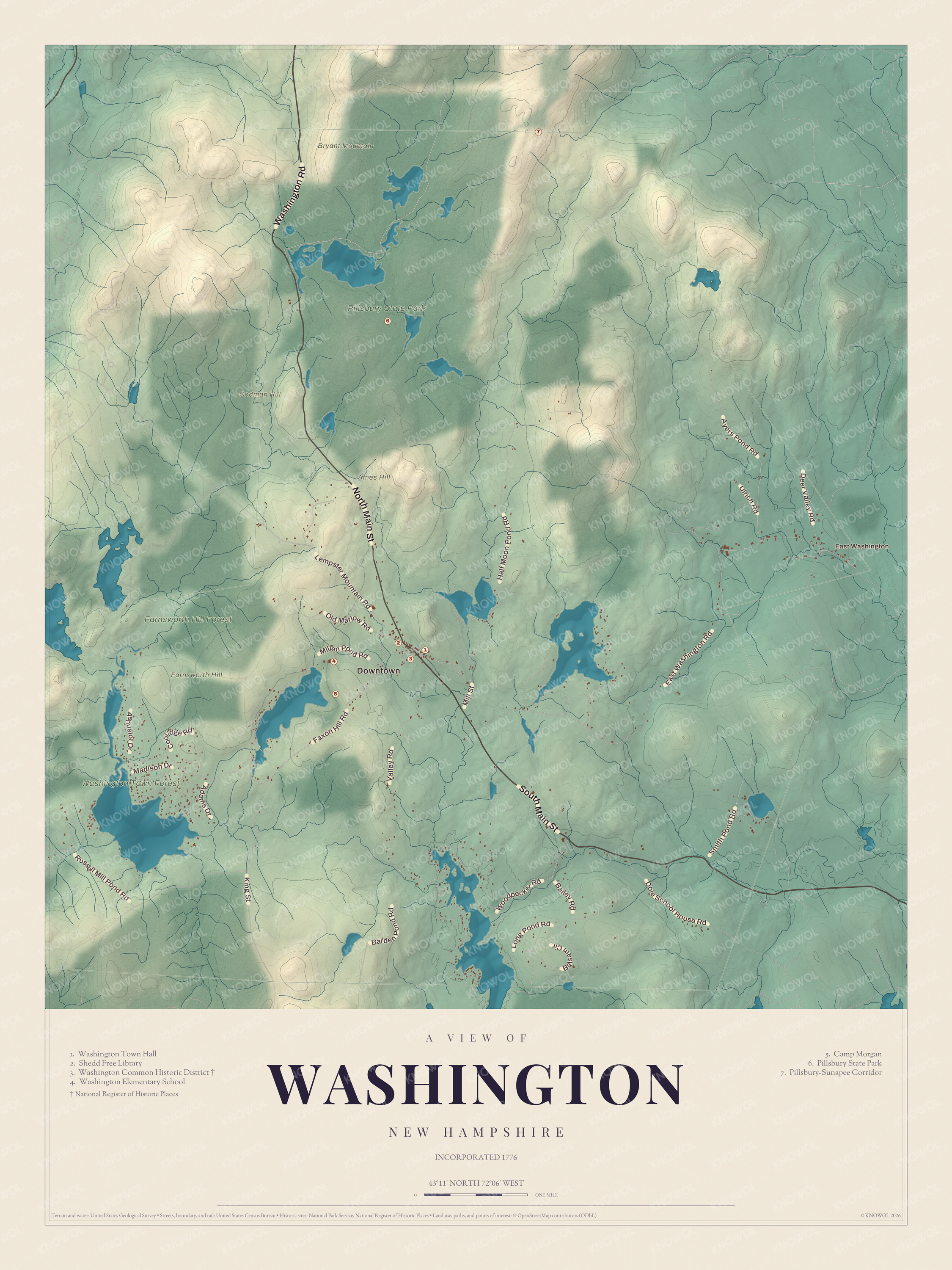 Map of Washington, New Hampshire