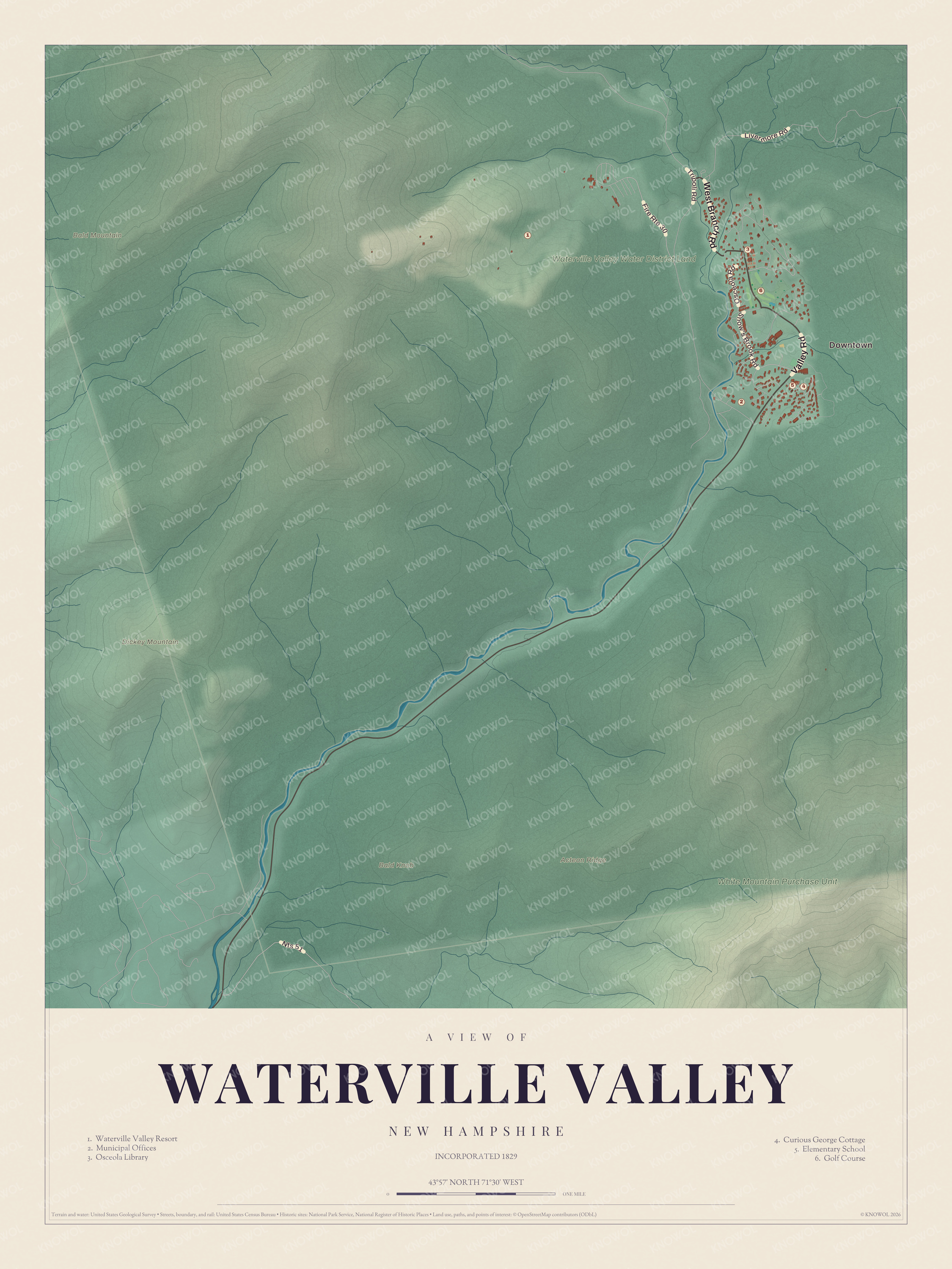 Map of Waterville Valley, New Hampshire