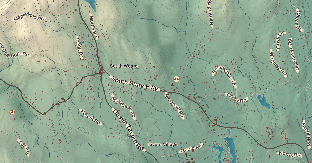 Beautifully Detailed Map of Weare, New Hampshire