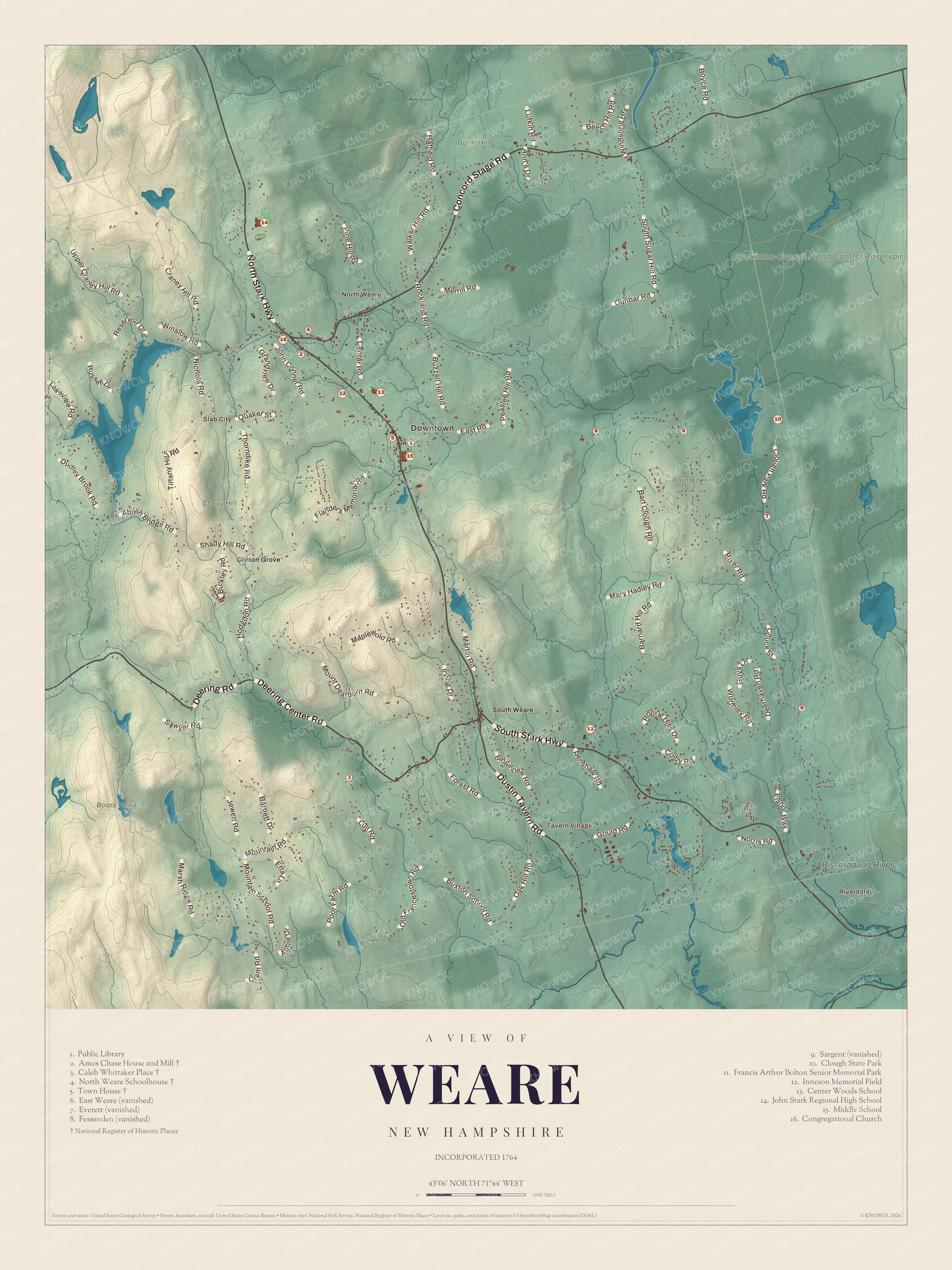 Map of Weare, New Hampshire