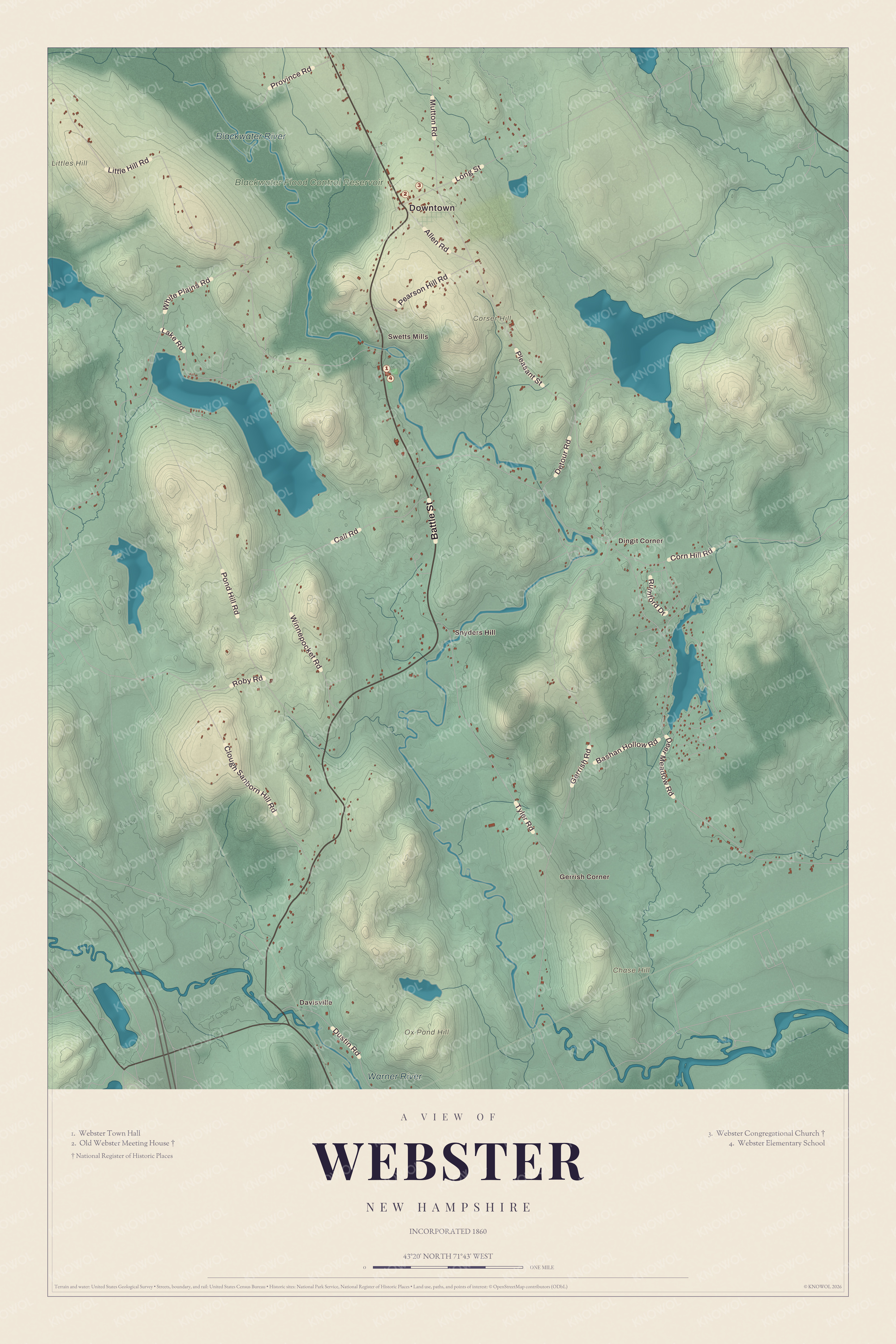 Map of Webster, New Hampshire
