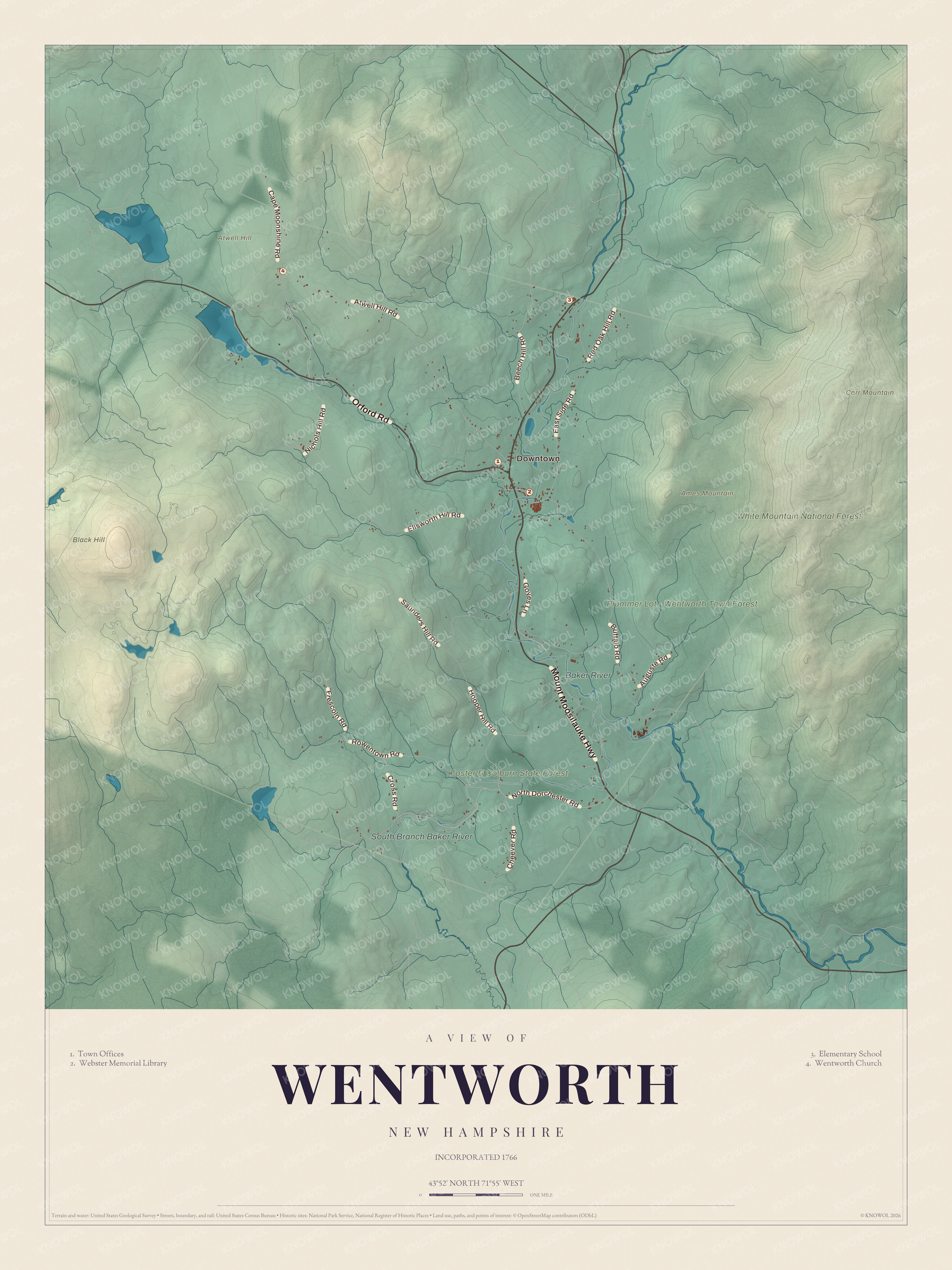 Map of Wentworth, New Hampshire