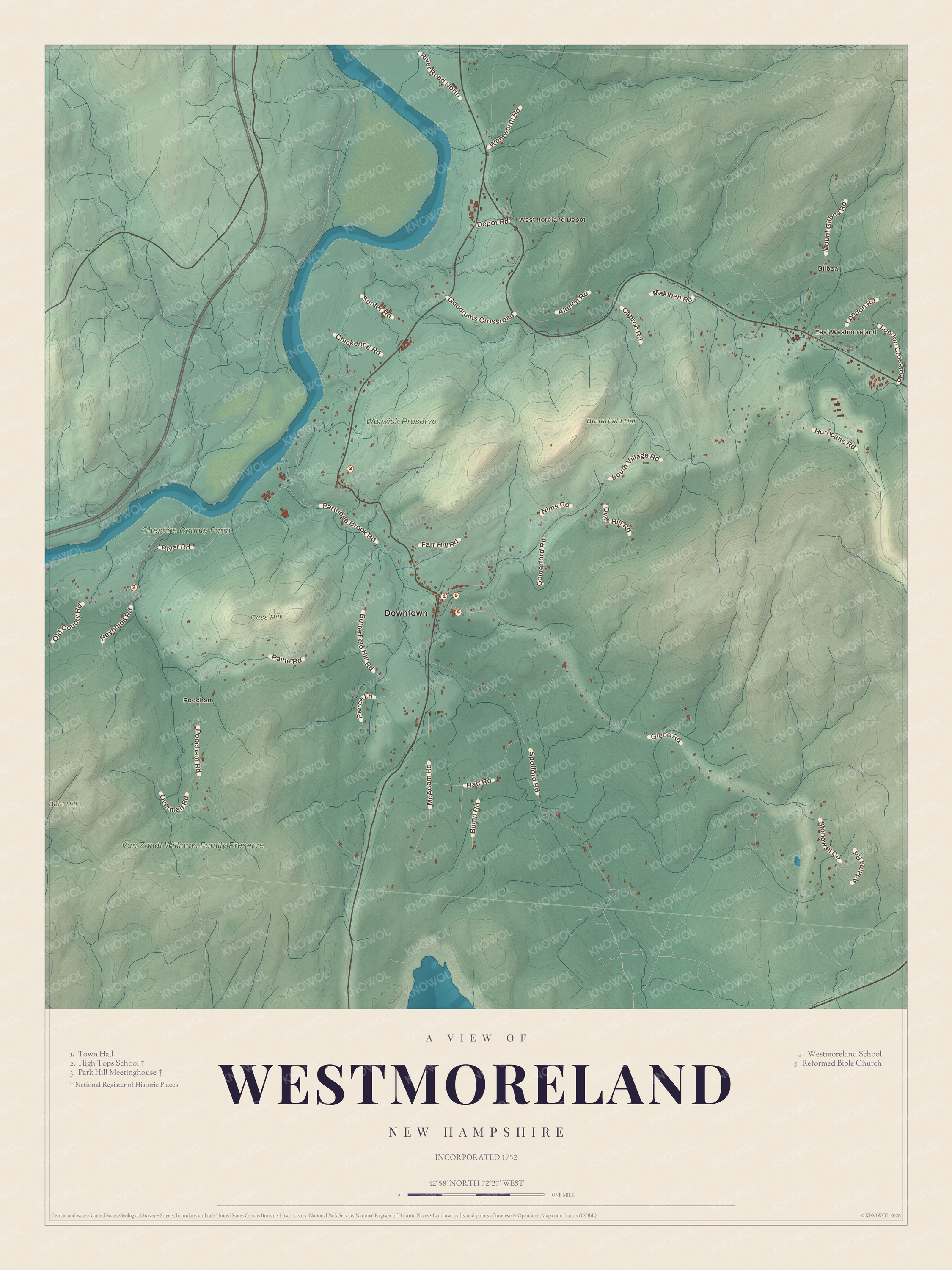 Map of Westmoreland, New Hampshire