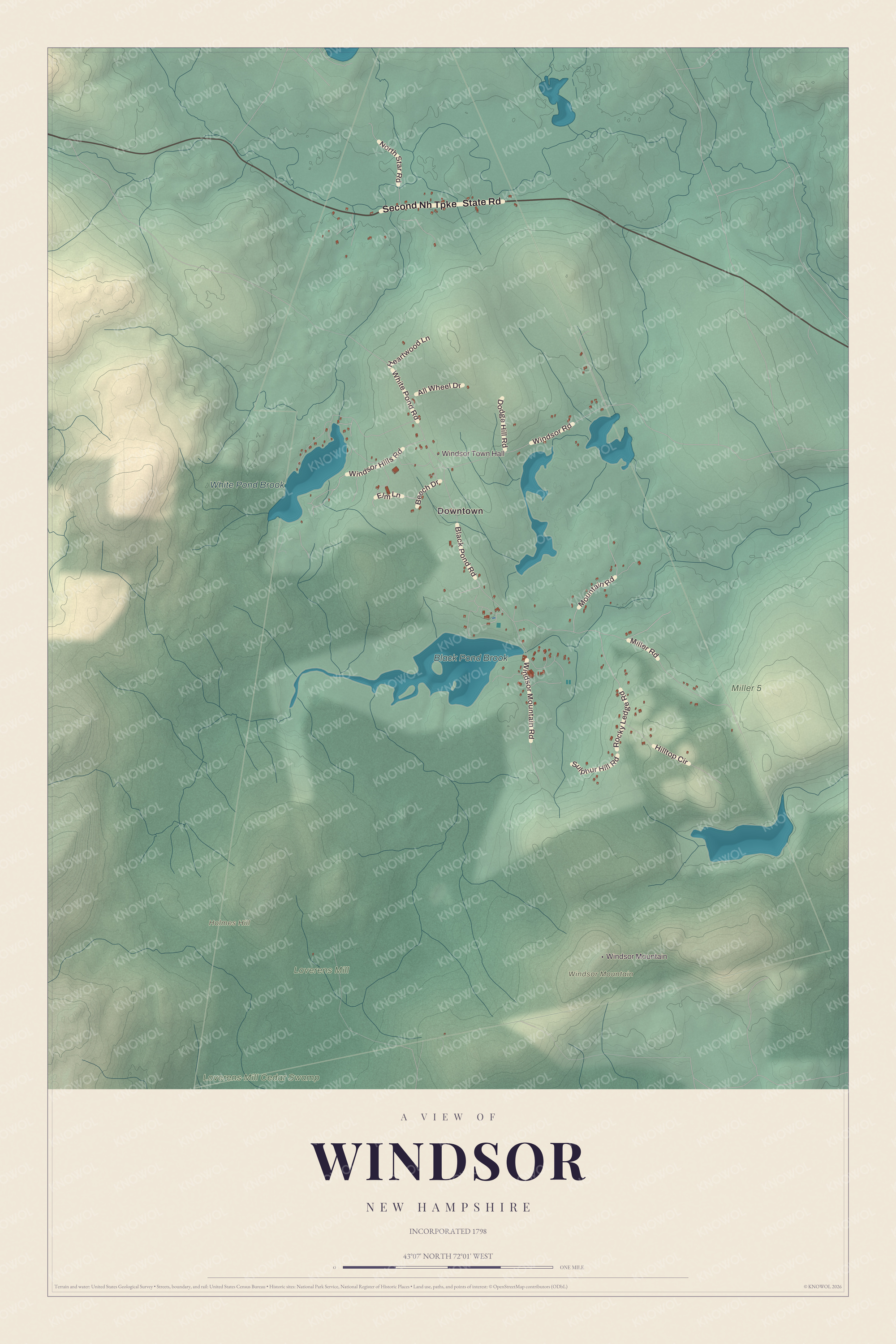 Map of Windsor, New Hampshire