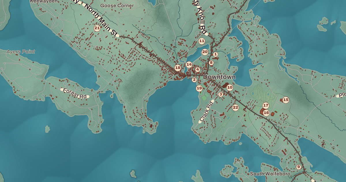 Beautifully Detailed Map of Wolfeboro, New Hampshire