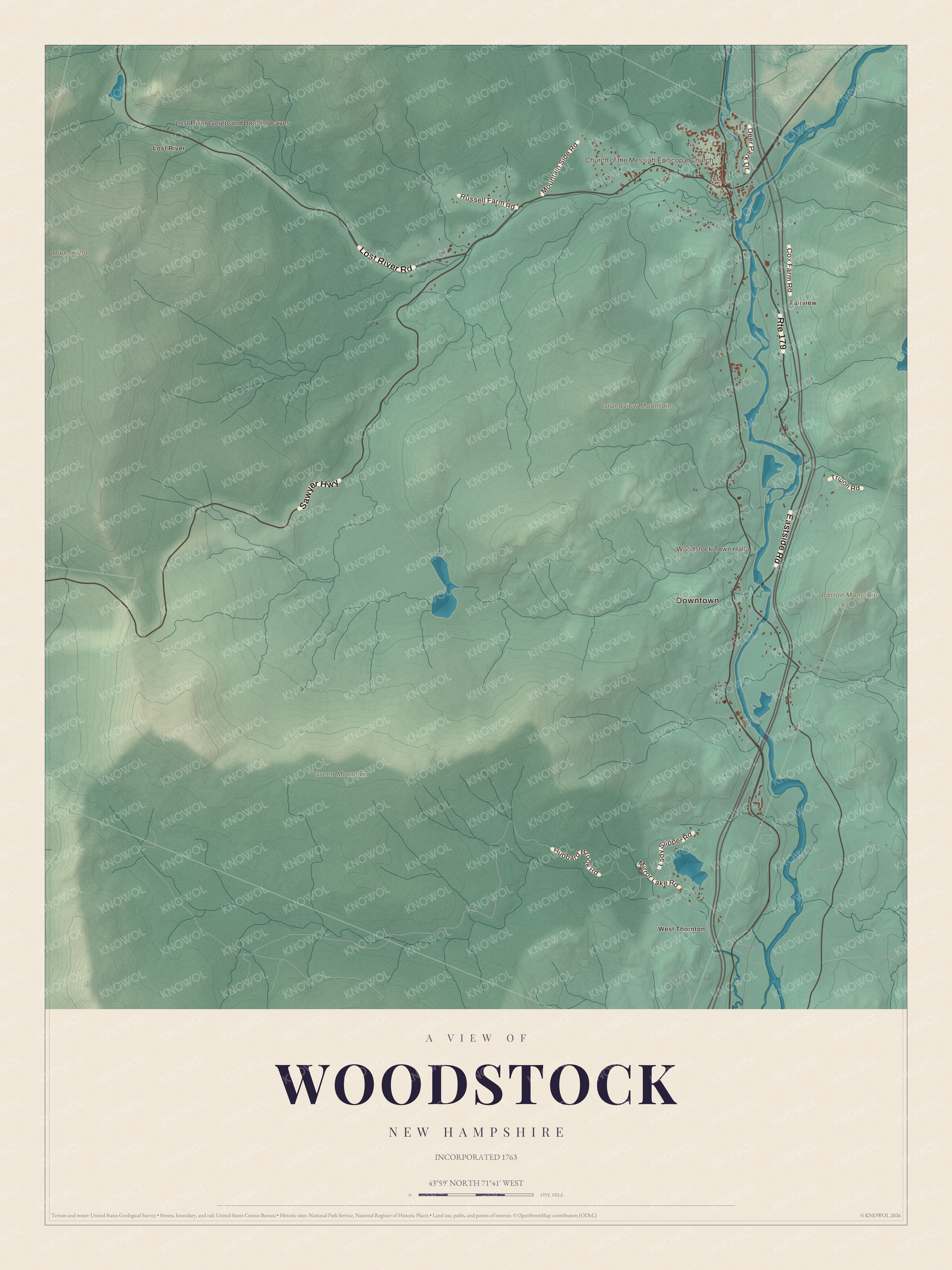 Map of Woodstock, New Hampshire