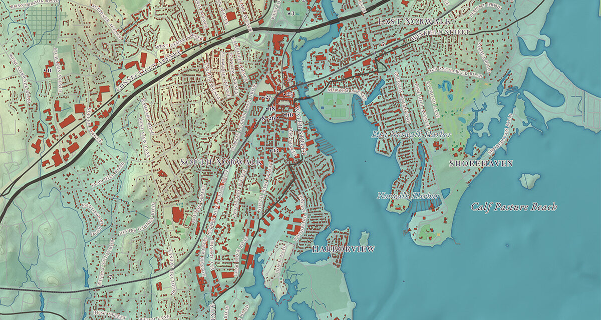Beautifully Detailed Map of Norwalk, Connecticut