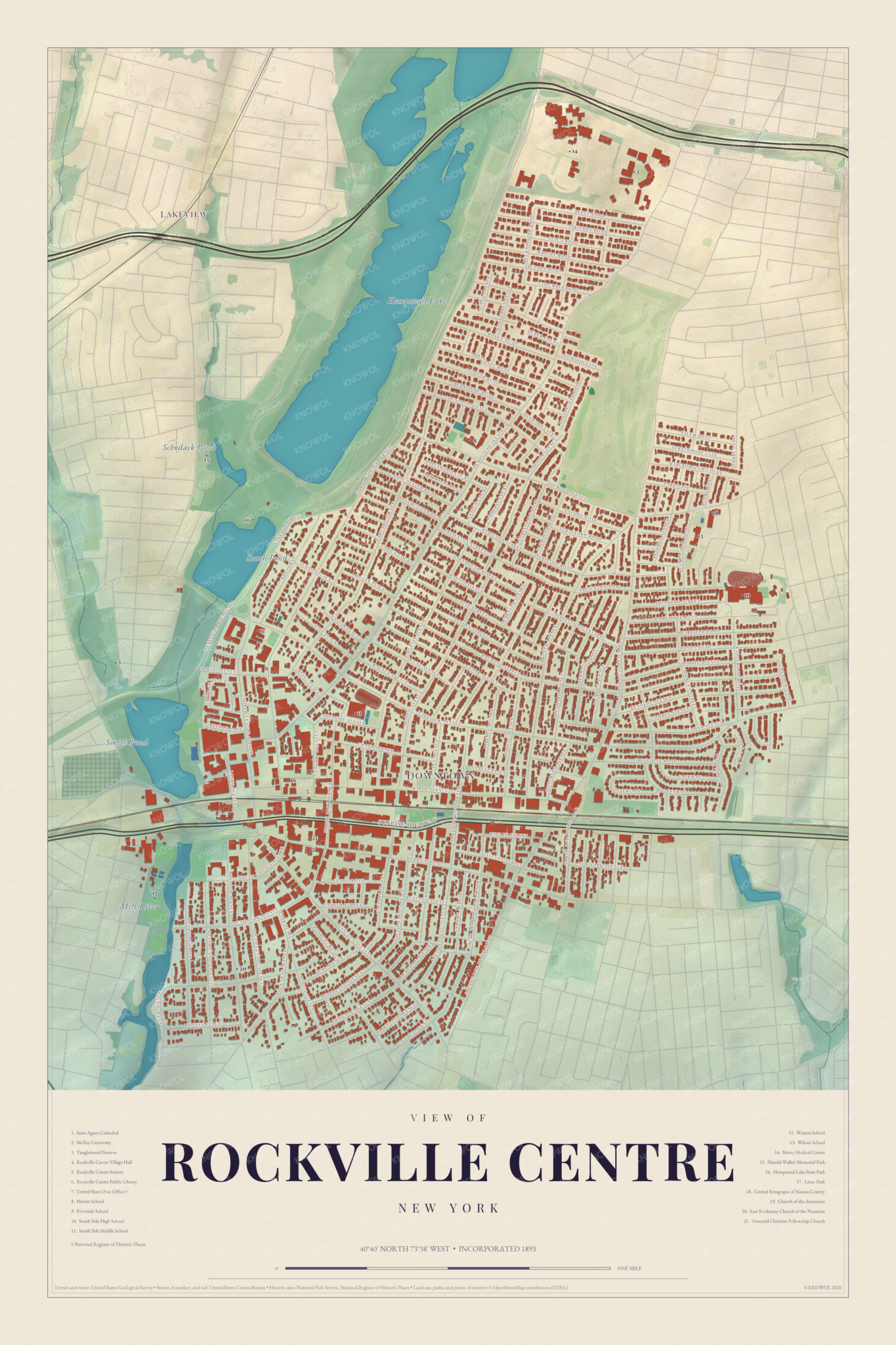 Map of Rockville Centre, New York