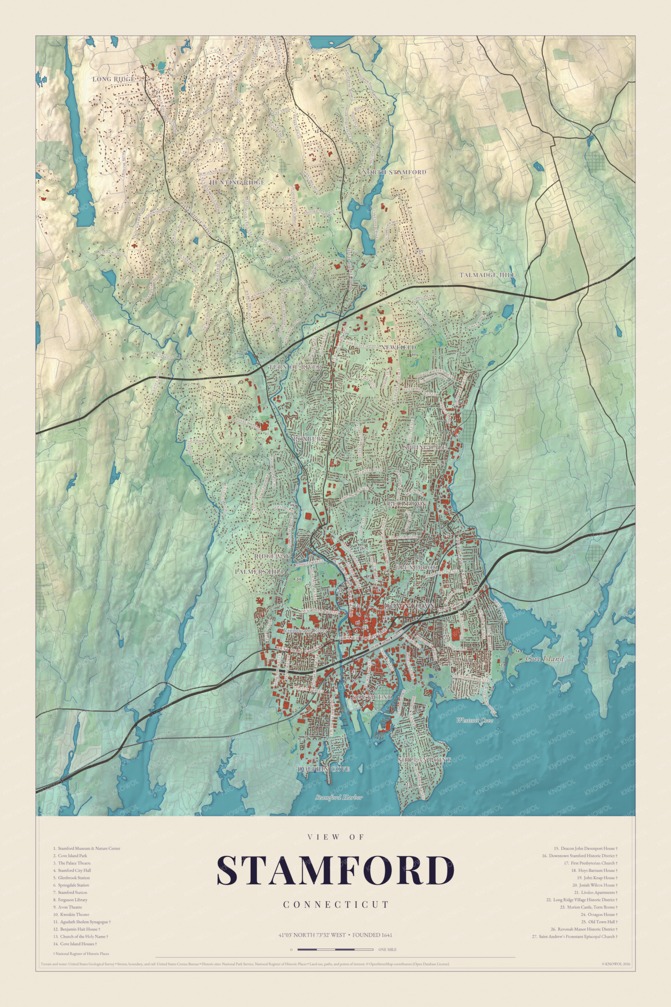 Map of Stamford, Connecticut