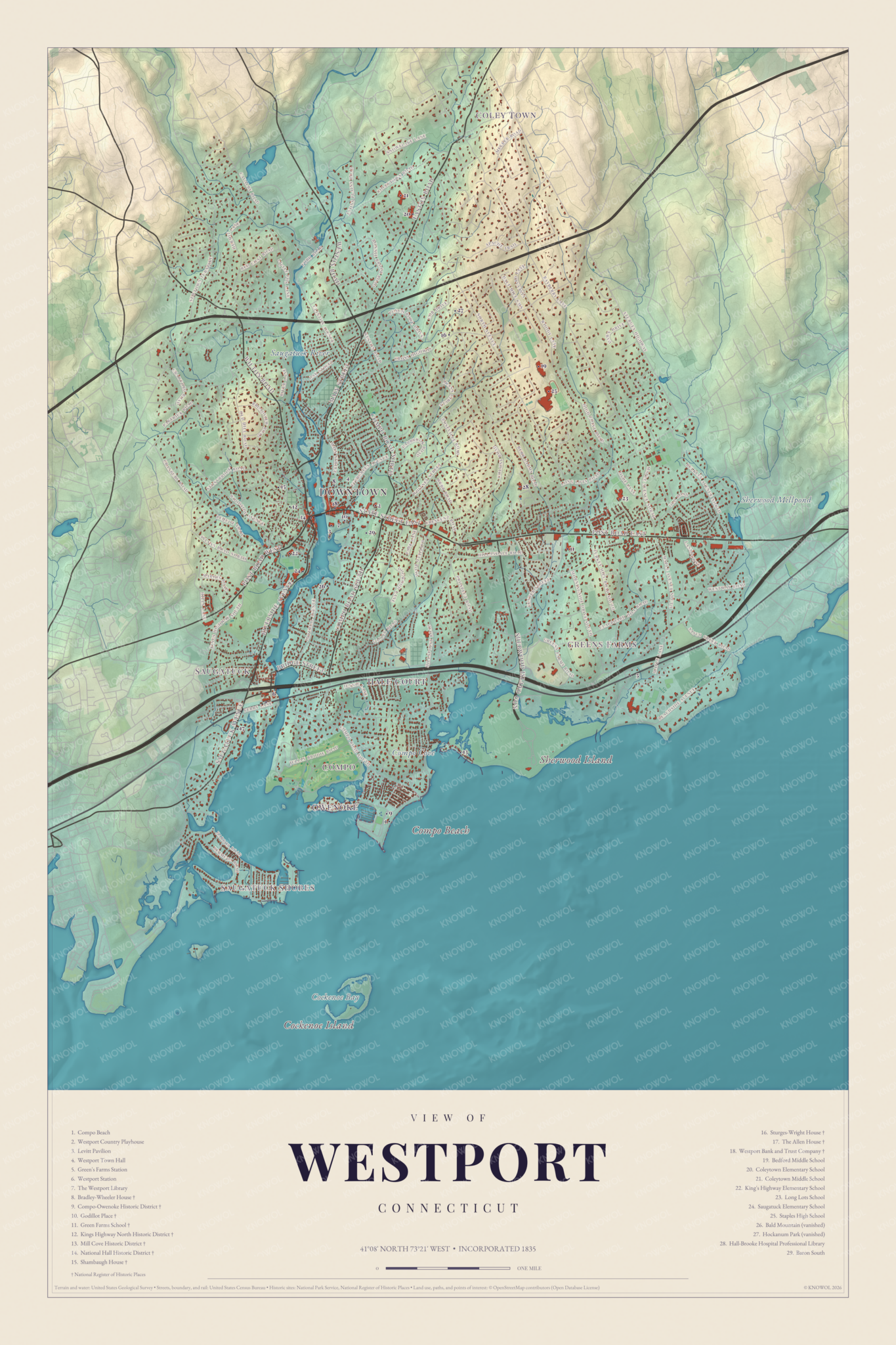 Map of Westport, Connecticut