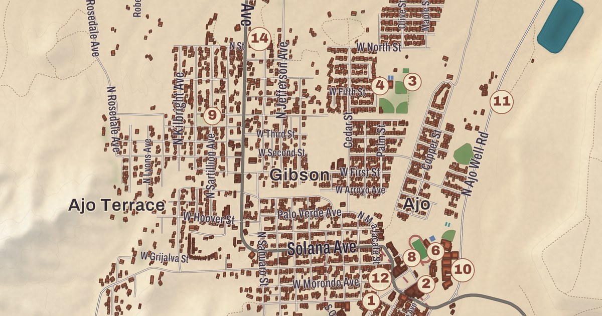 Beautifully Detailed Map of Ajo, Arizona