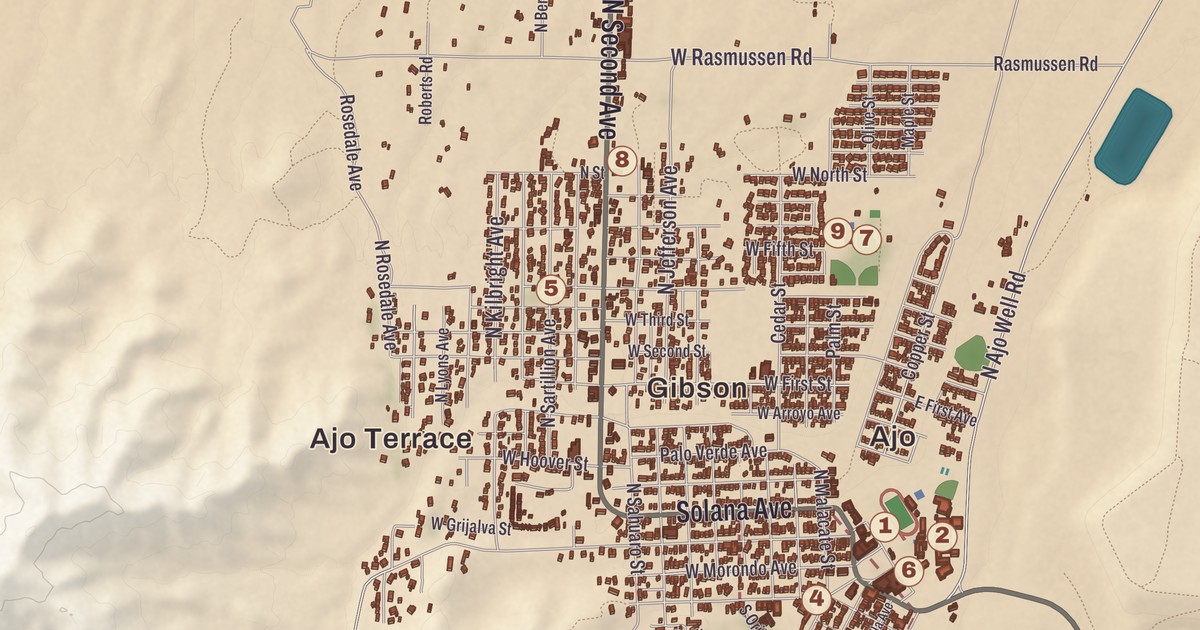 Beautifully Detailed Map of Ajo, Arizona