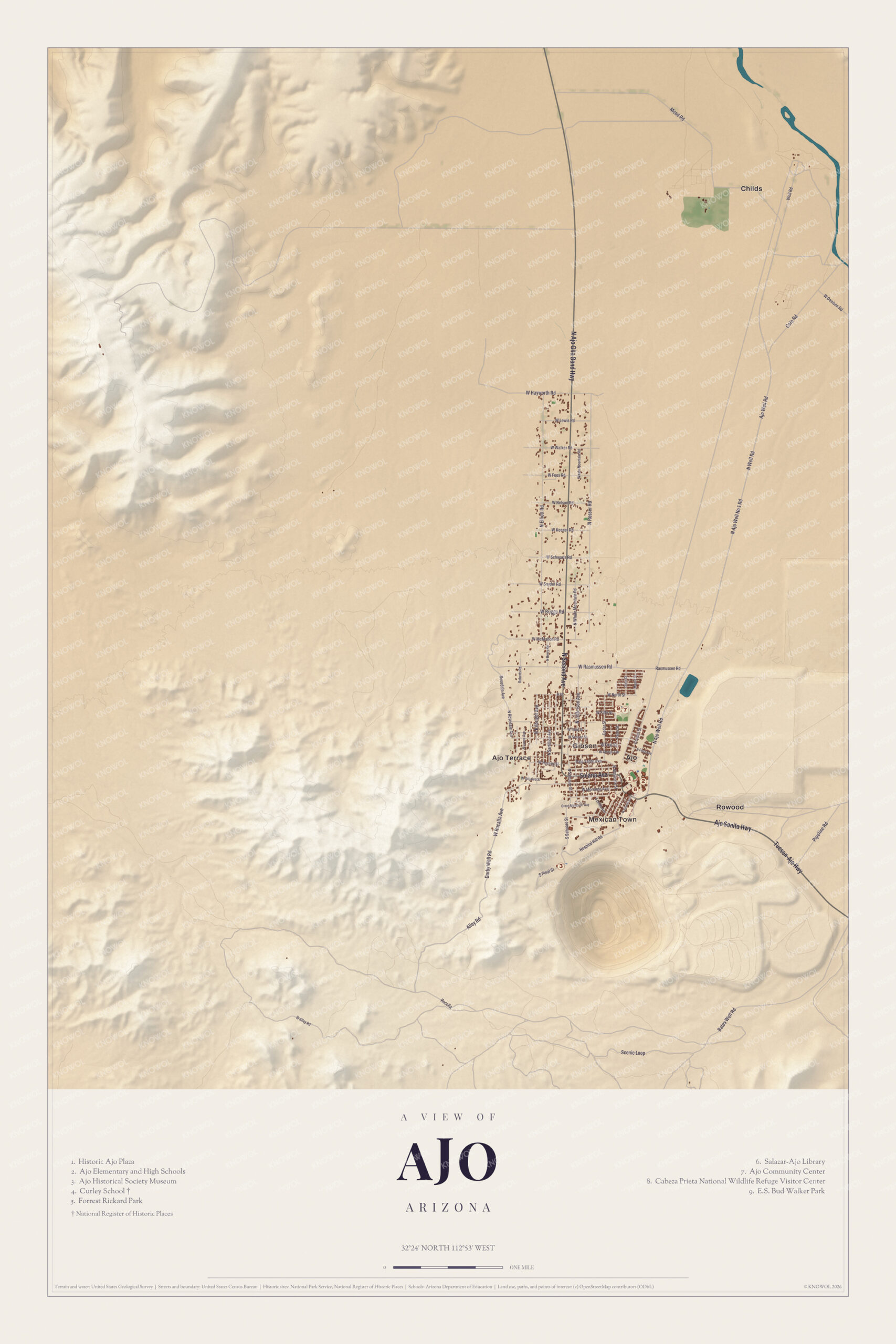Map of Ajo, Arizona
