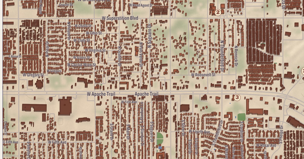 Beautifully Detailed Map of Apache Junction, Arizona