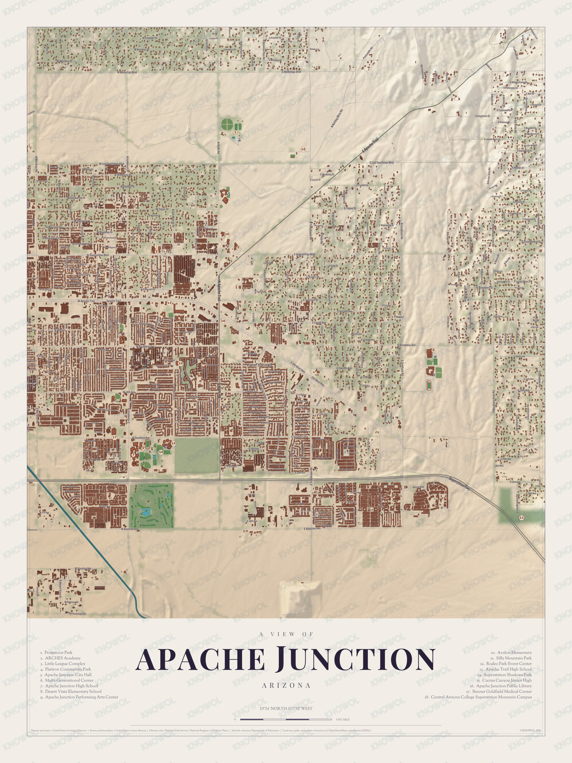 Map of Apache Junction, Arizona