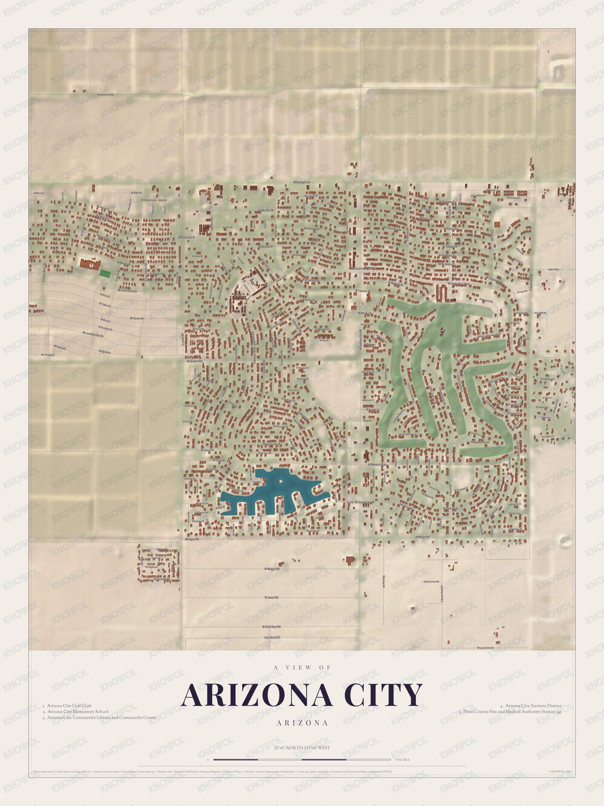 Map of Arizona City, Arizona