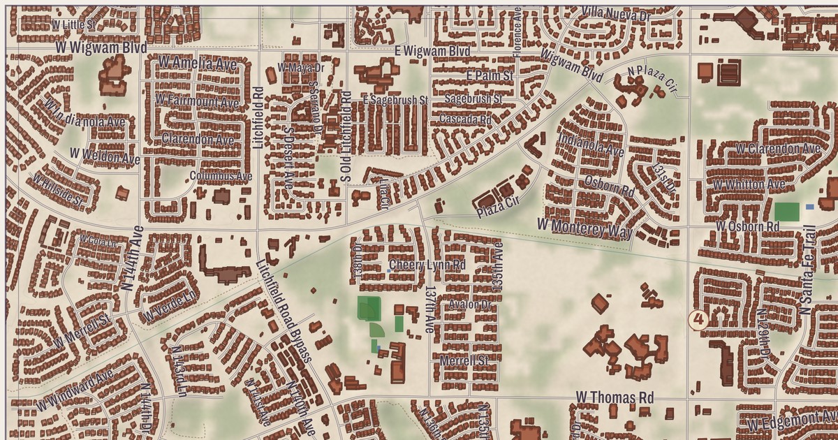 Beautifully Detailed Map of Avondale, Arizona