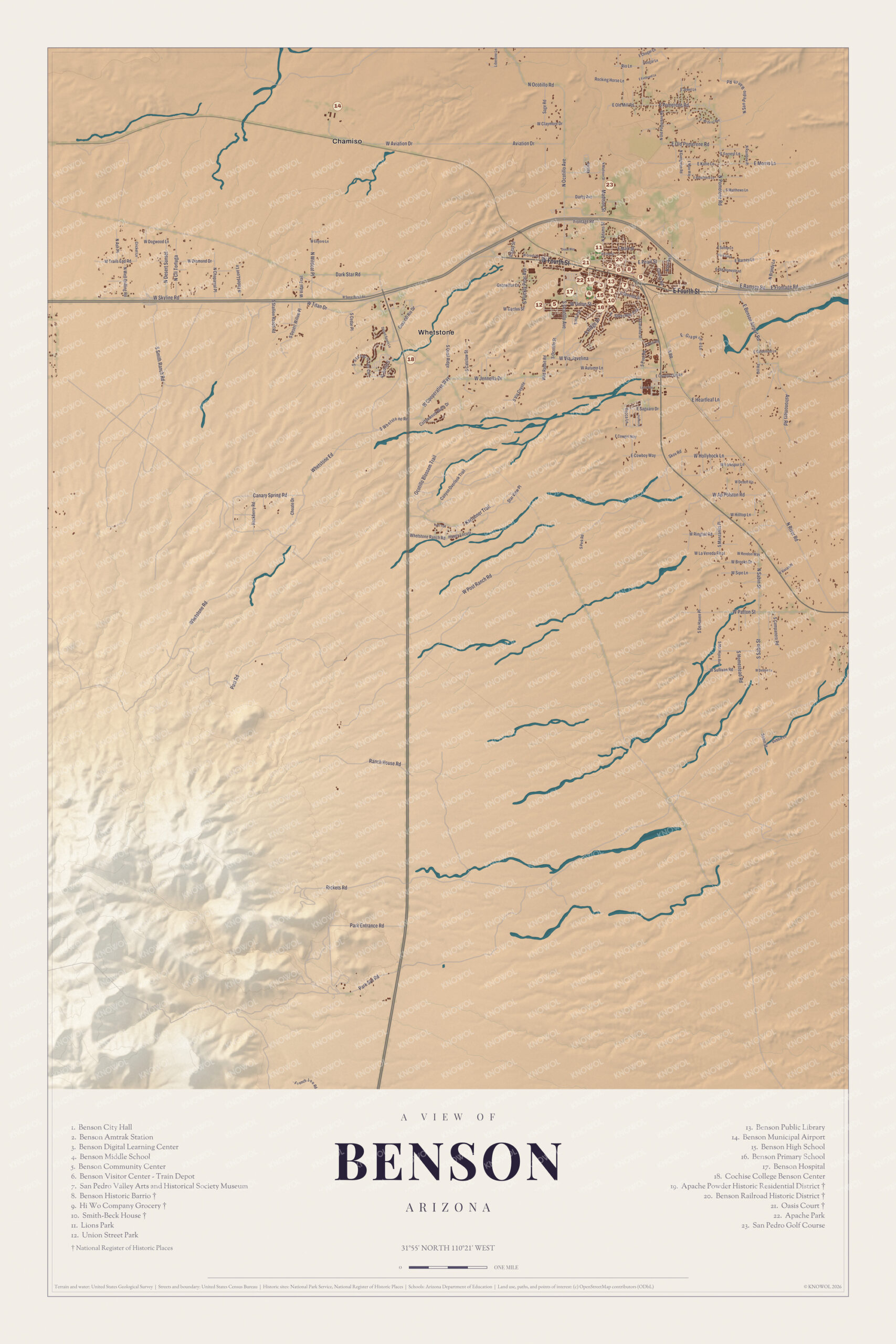 Map of Benson, Arizona