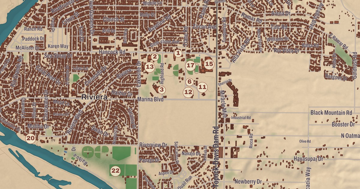 Beautifully Detailed Map of Bullhead City, Arizona