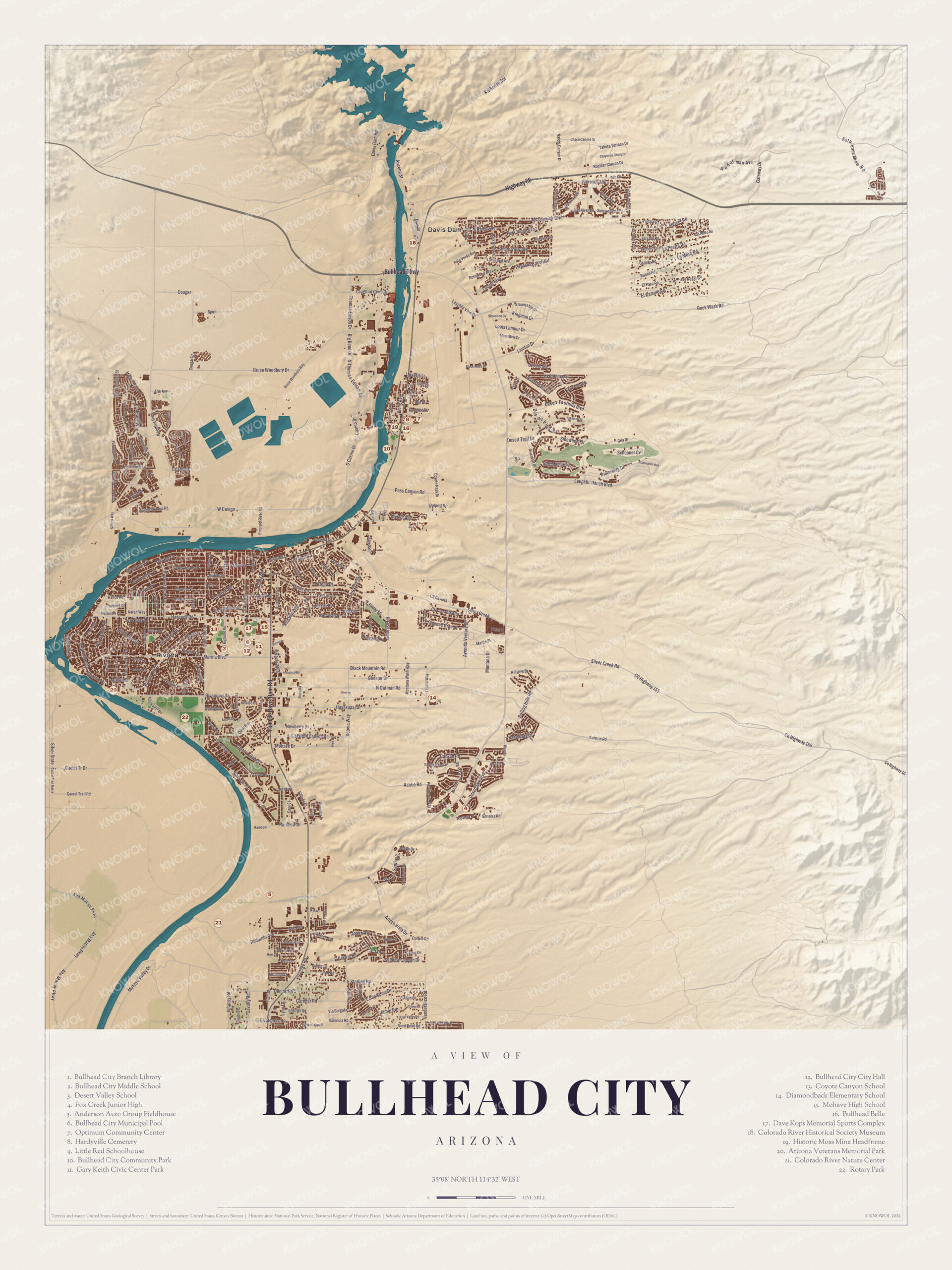 Map of Bullhead City, Arizona