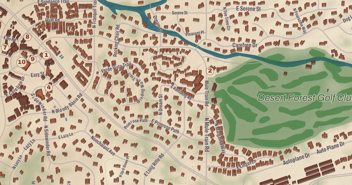 Beautifully Detailed Map of Carefree, Arizona