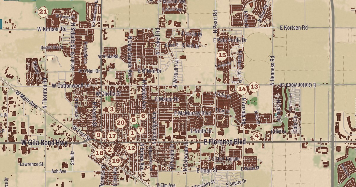 Beautifully Detailed Map of Casa Grande, Arizona