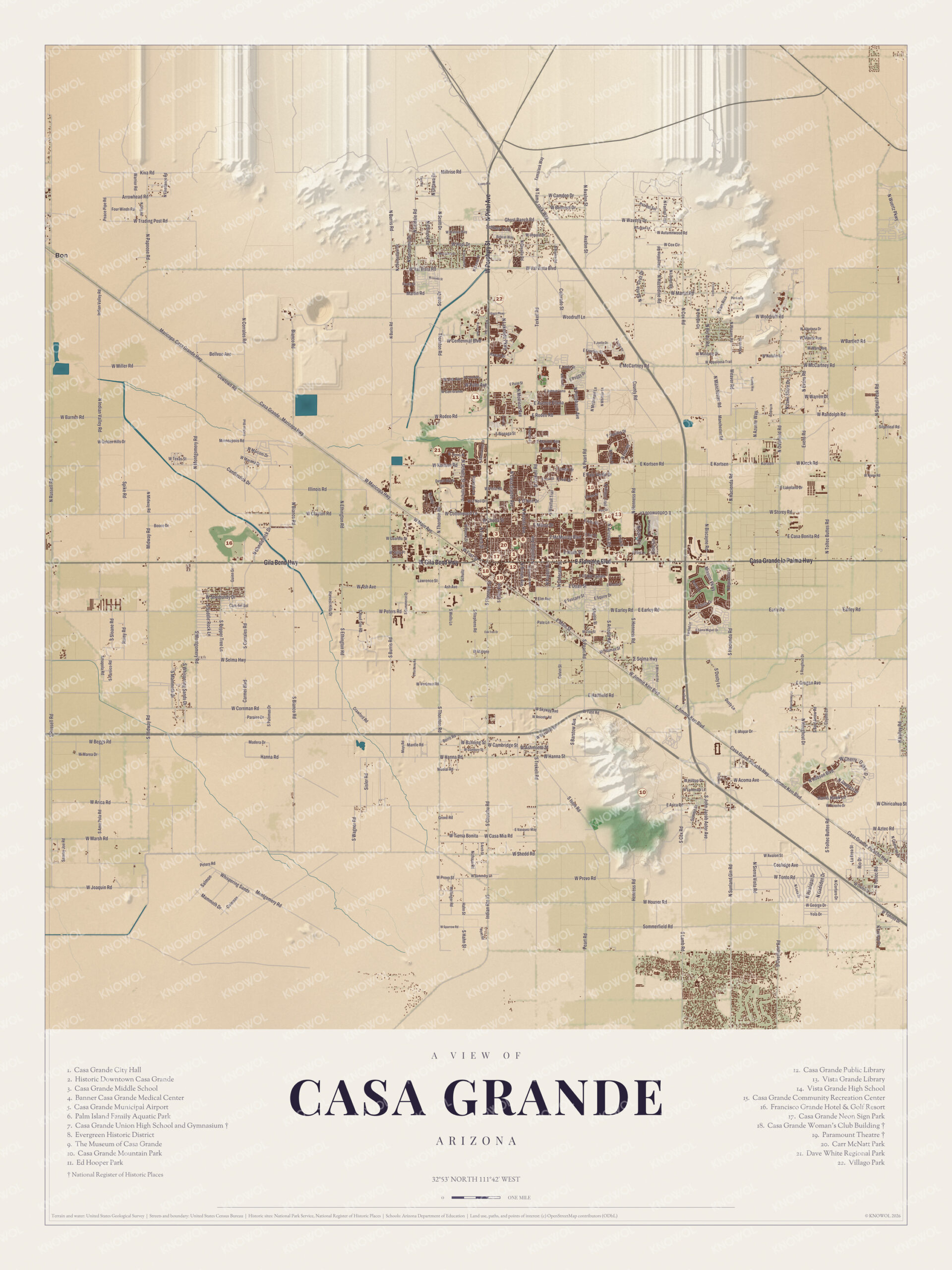 Map of Casa Grande, Arizona