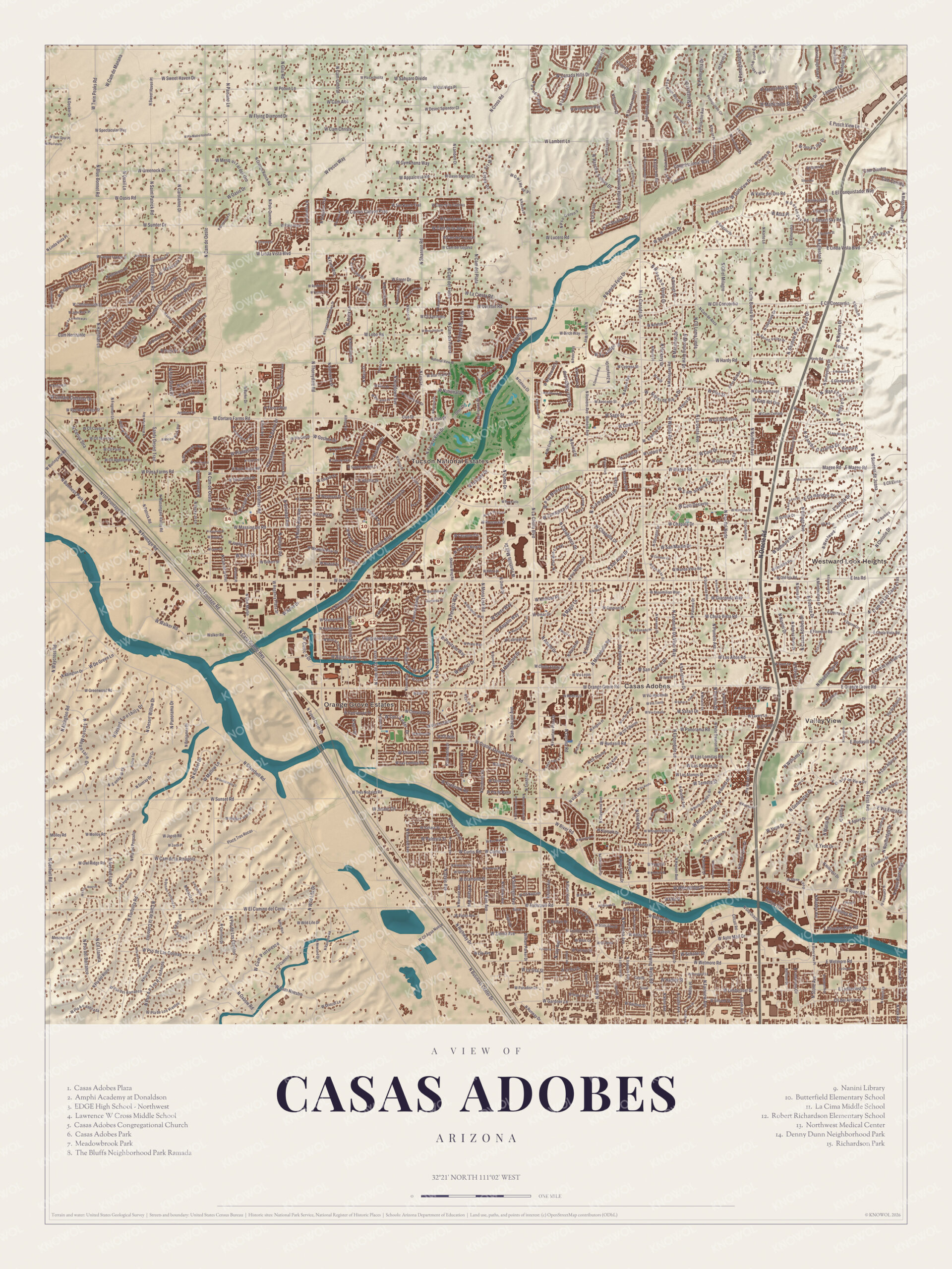 Map of Casas Adobes, Arizona