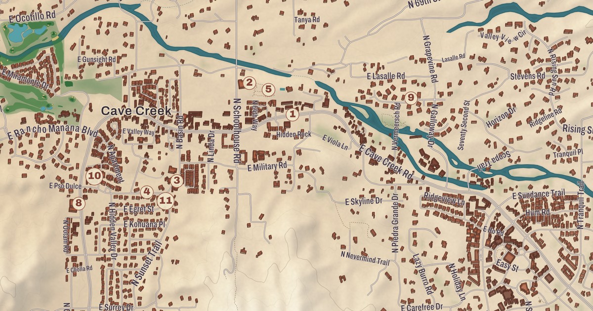 Beautifully Detailed Map of Cave Creek, Arizona