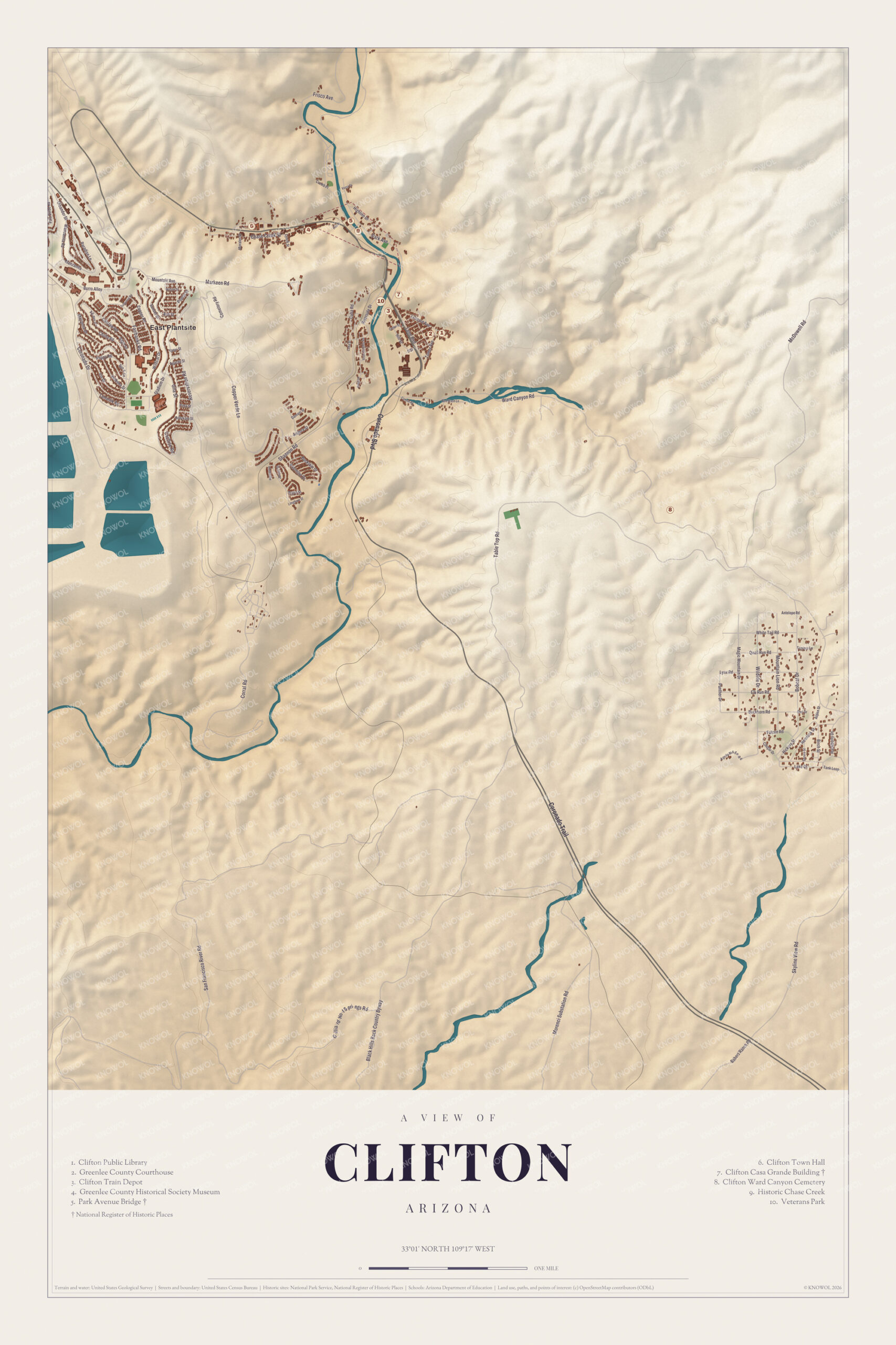 Map of Clifton, Arizona