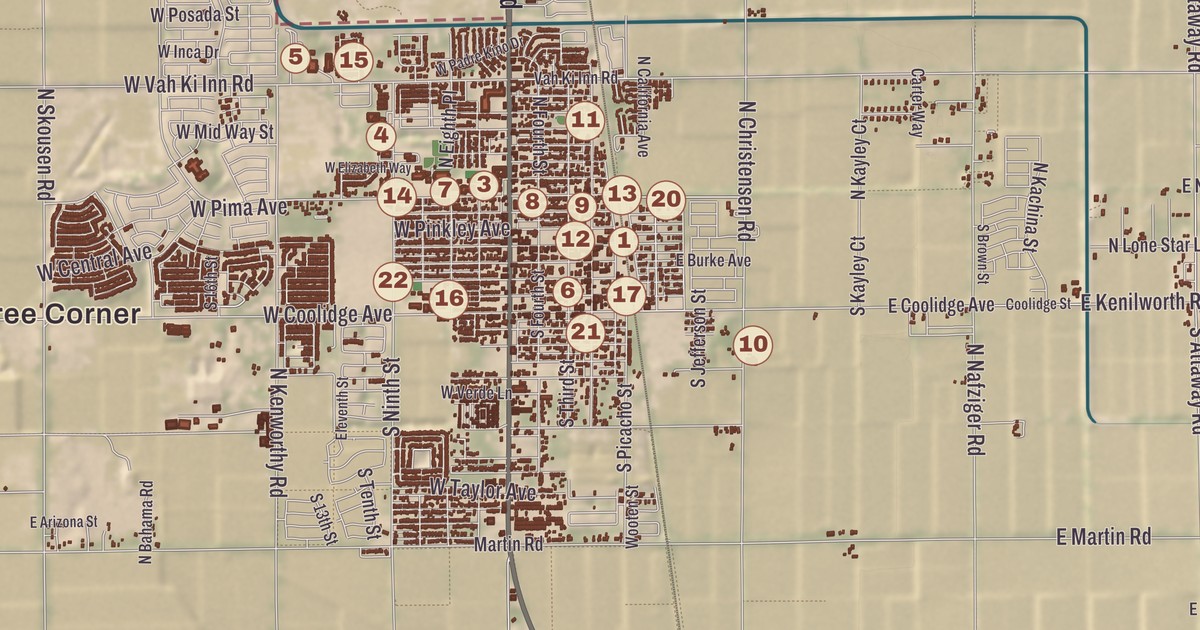 Beautifully Detailed Map of Coolidge, Arizona