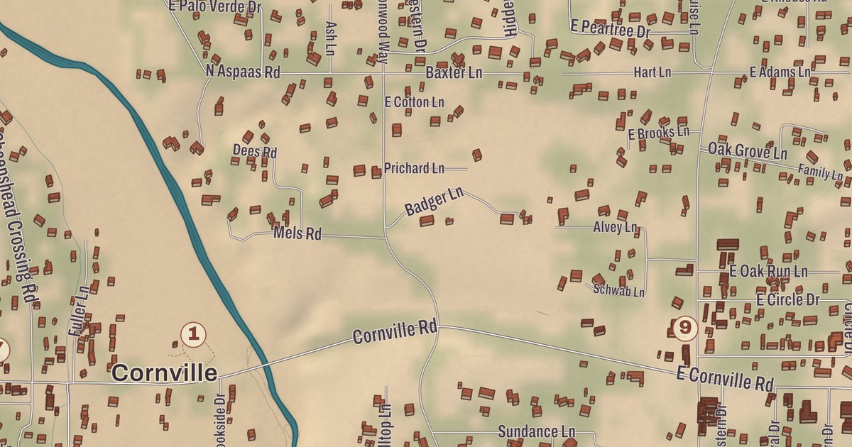 Beautifully Detailed Map of Cornville, Arizona