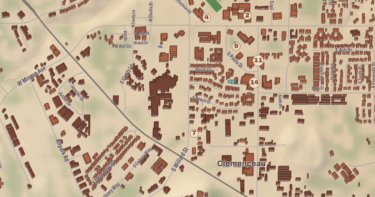 Beautifully Detailed Map of Cottonwood, Arizona
