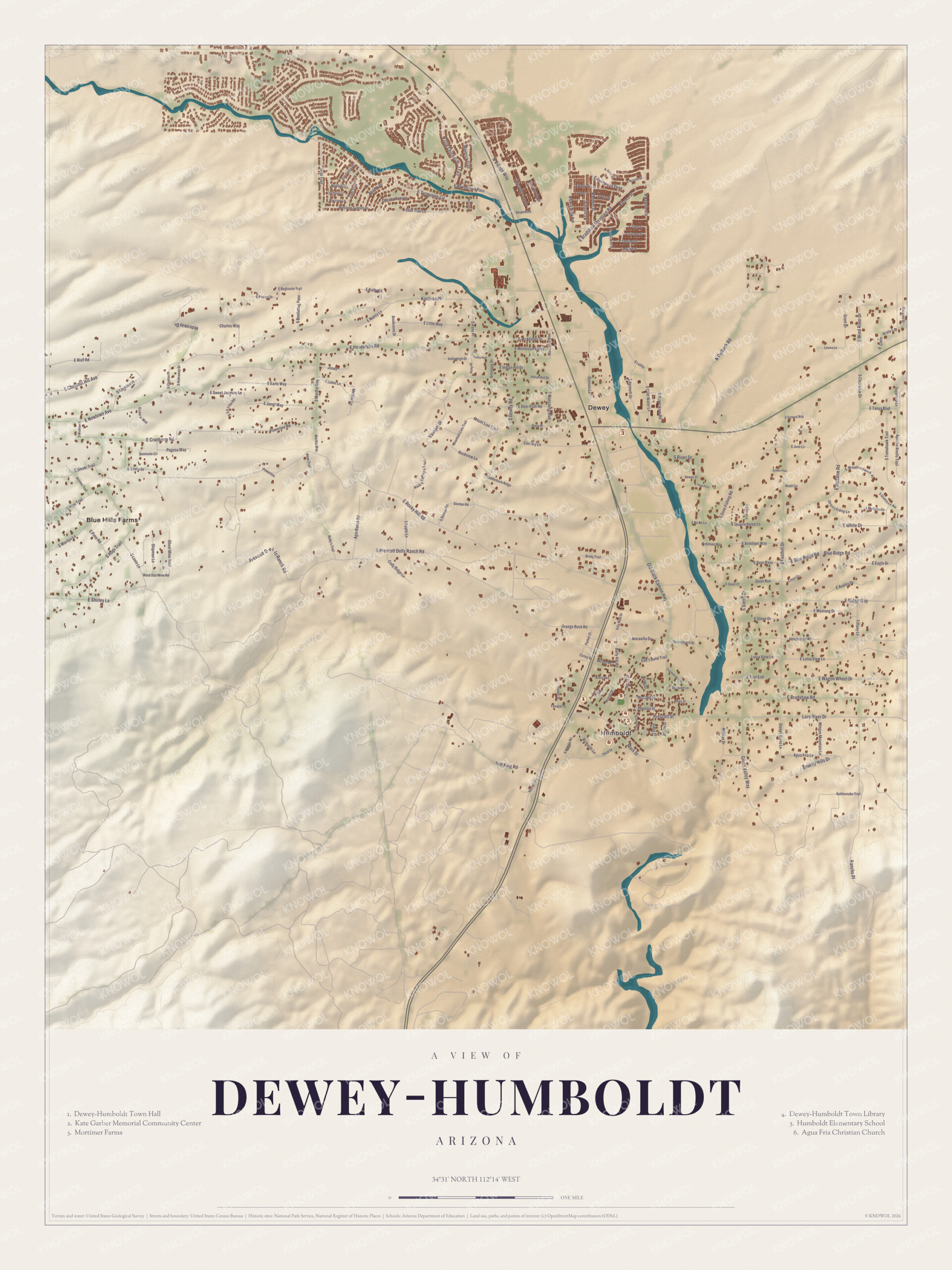 Map of Dewey-Humboldt, Arizona