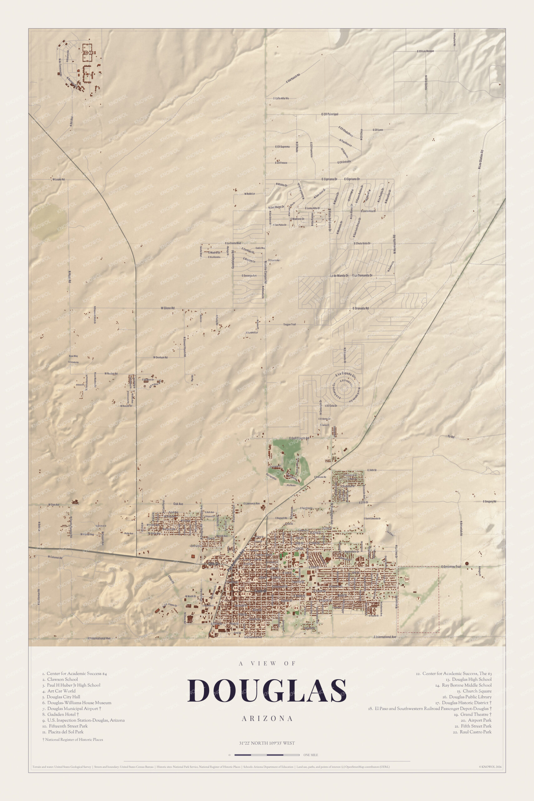 Map of Douglas, Arizona