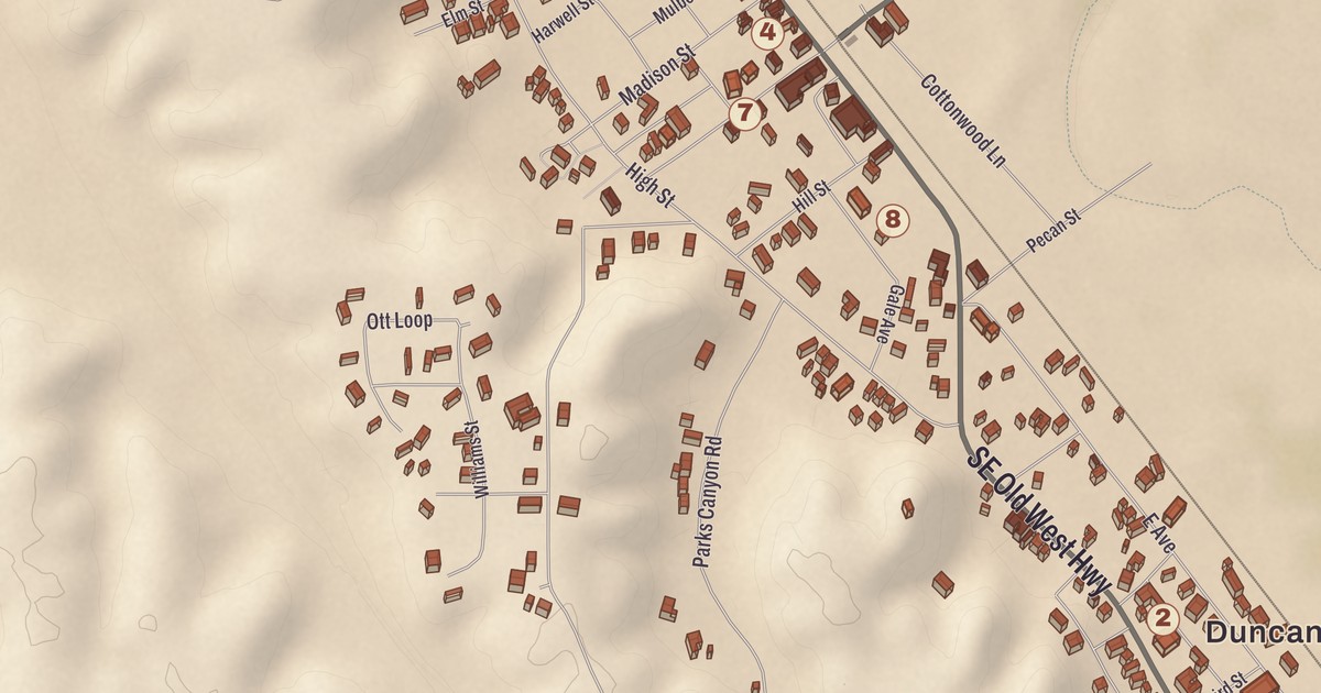 Beautifully Detailed Map of Duncan, Arizona
