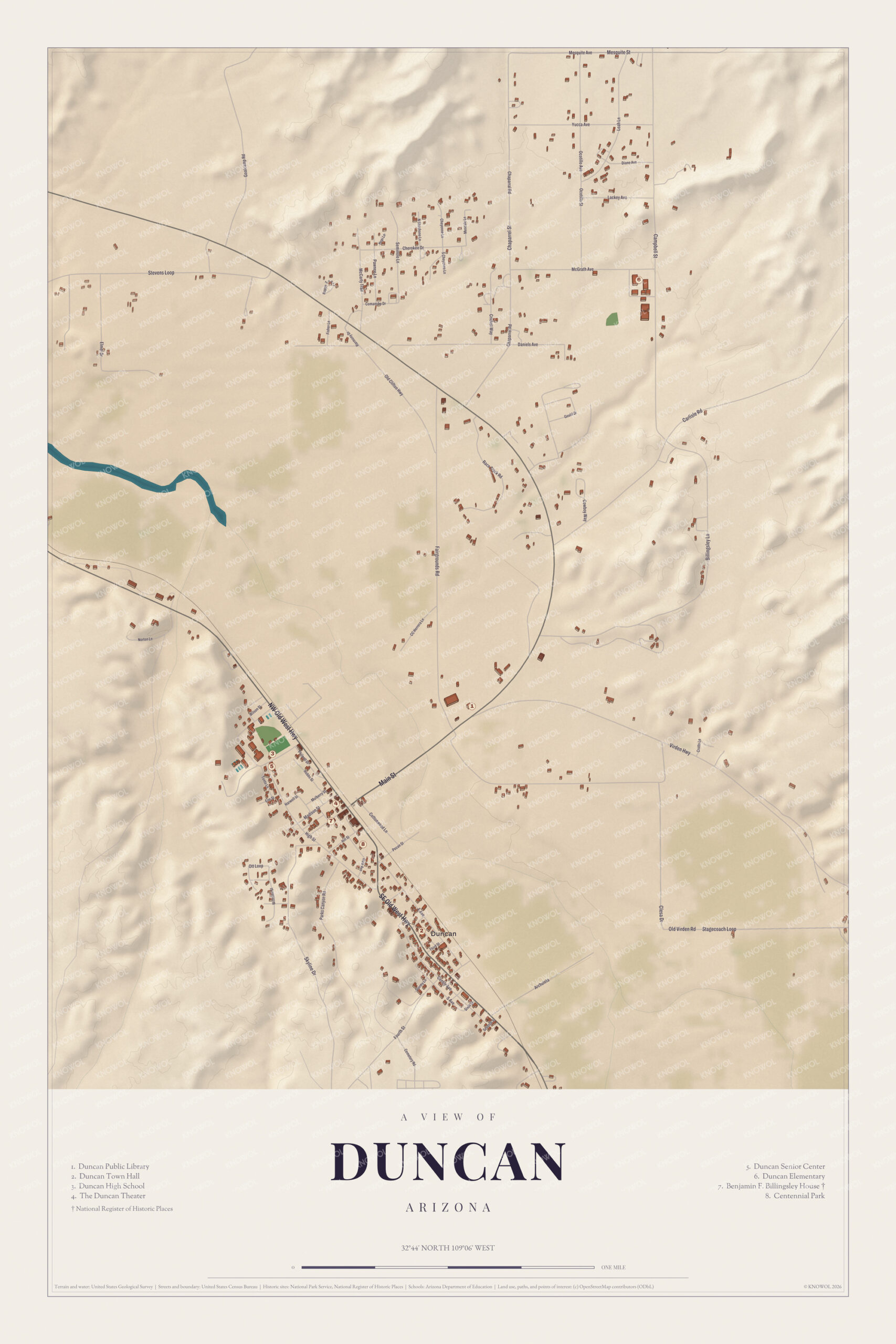 Map of Duncan, Arizona
