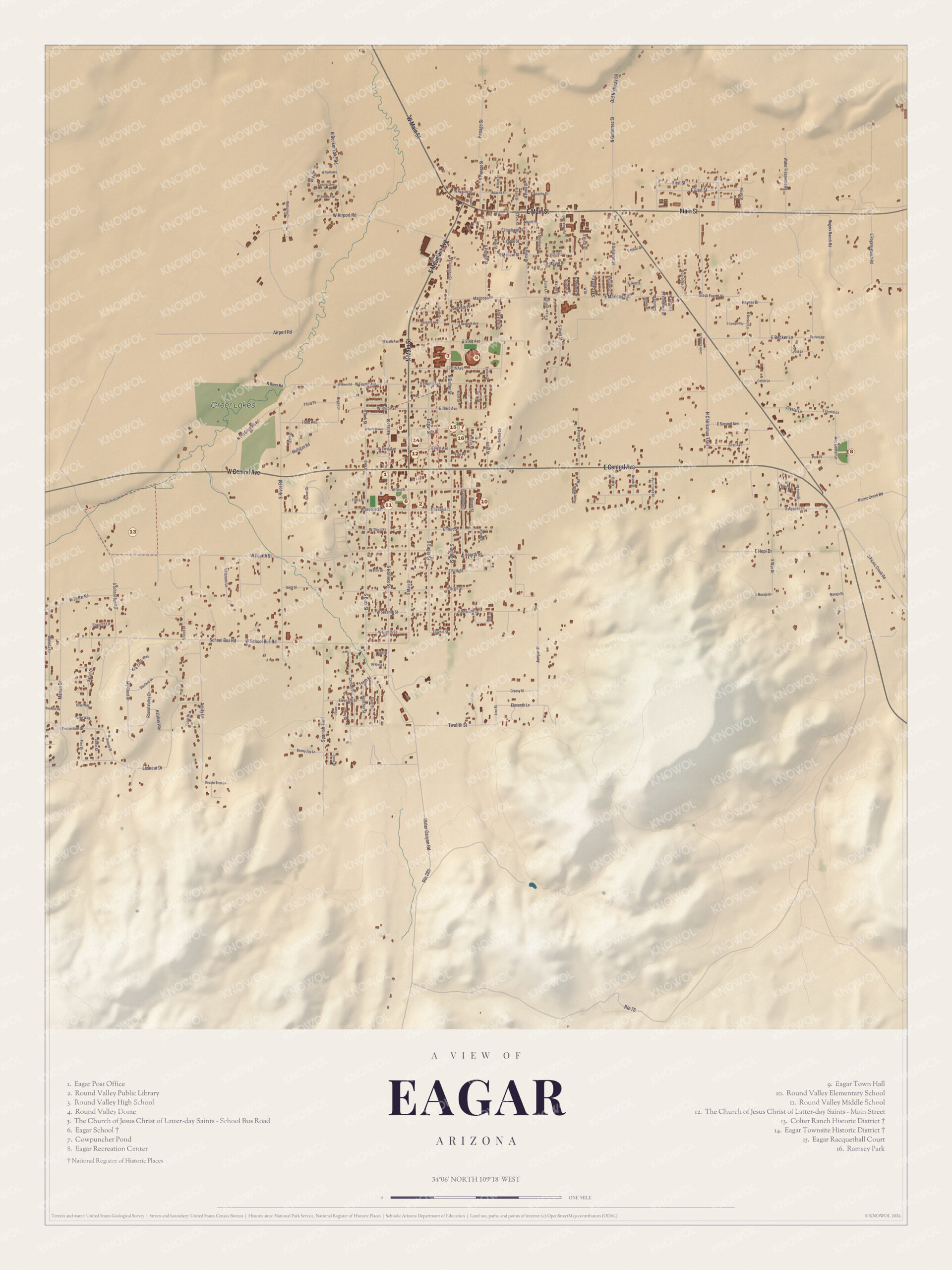 Map of Eagar, Arizona