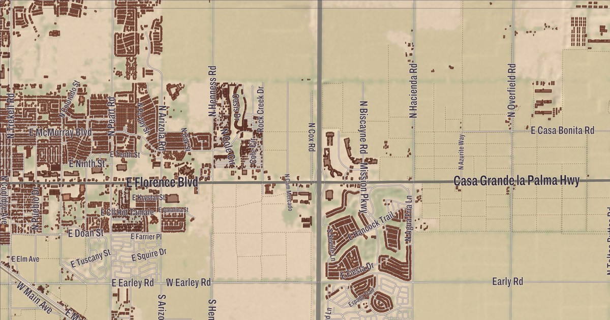 Beautifully Detailed Map of Eloy, Arizona